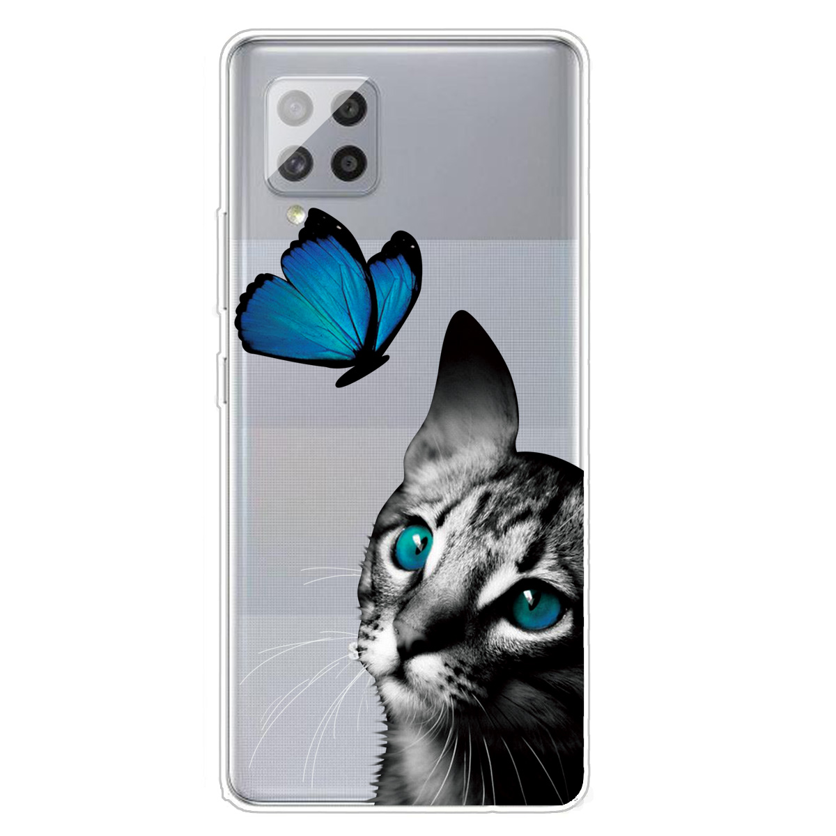 

Узор Печати TPU Cover Для Samsung Galaxy A42 5G - Кот И Бабочка, Galaxy A42 5G