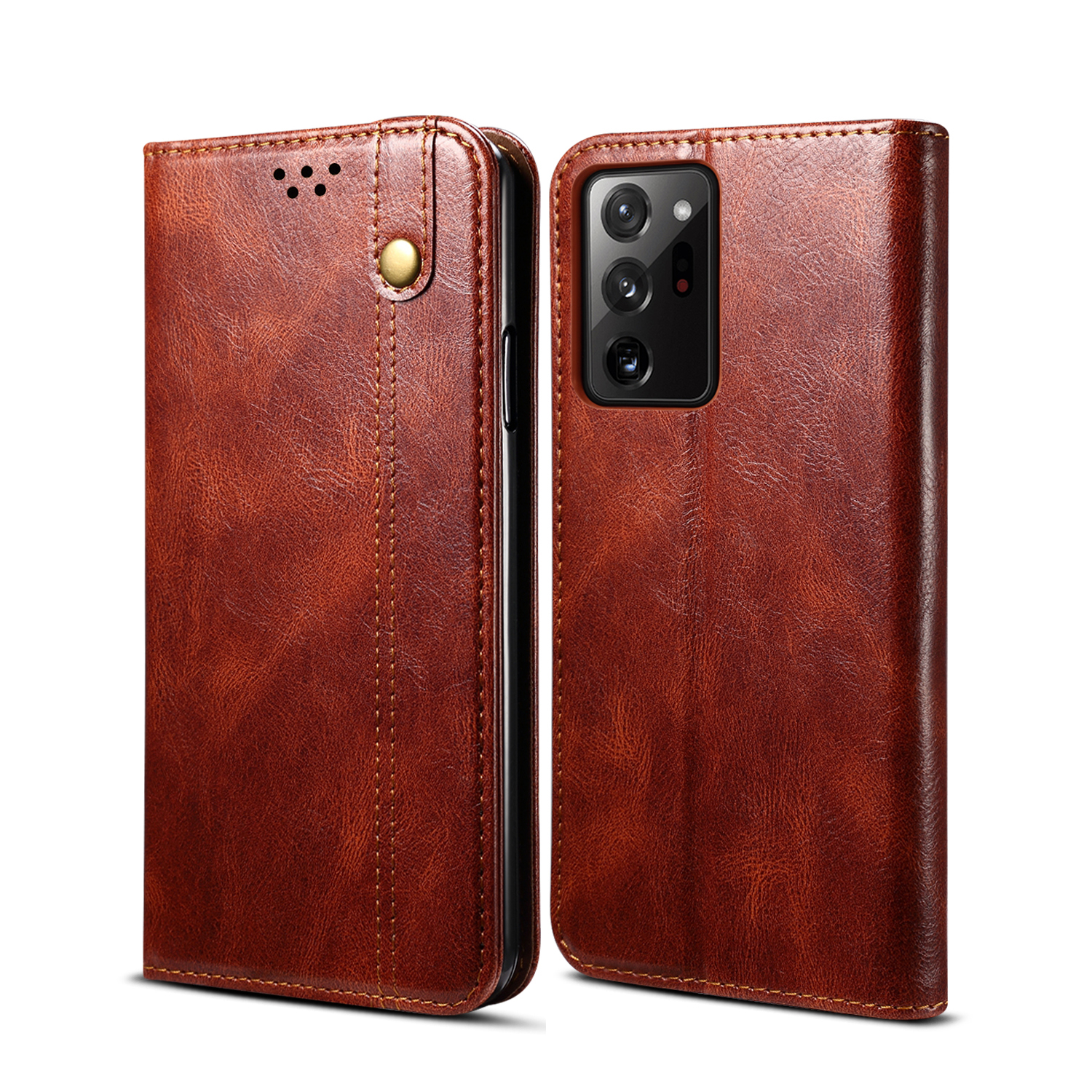 

Leisure Style Waxy Crazy Horse Texture Phone Leather Cover Shell for Samsung Galaxy S20 Plus/S20 Plus 5G - Brown, Galaxy S20 Plus 4G