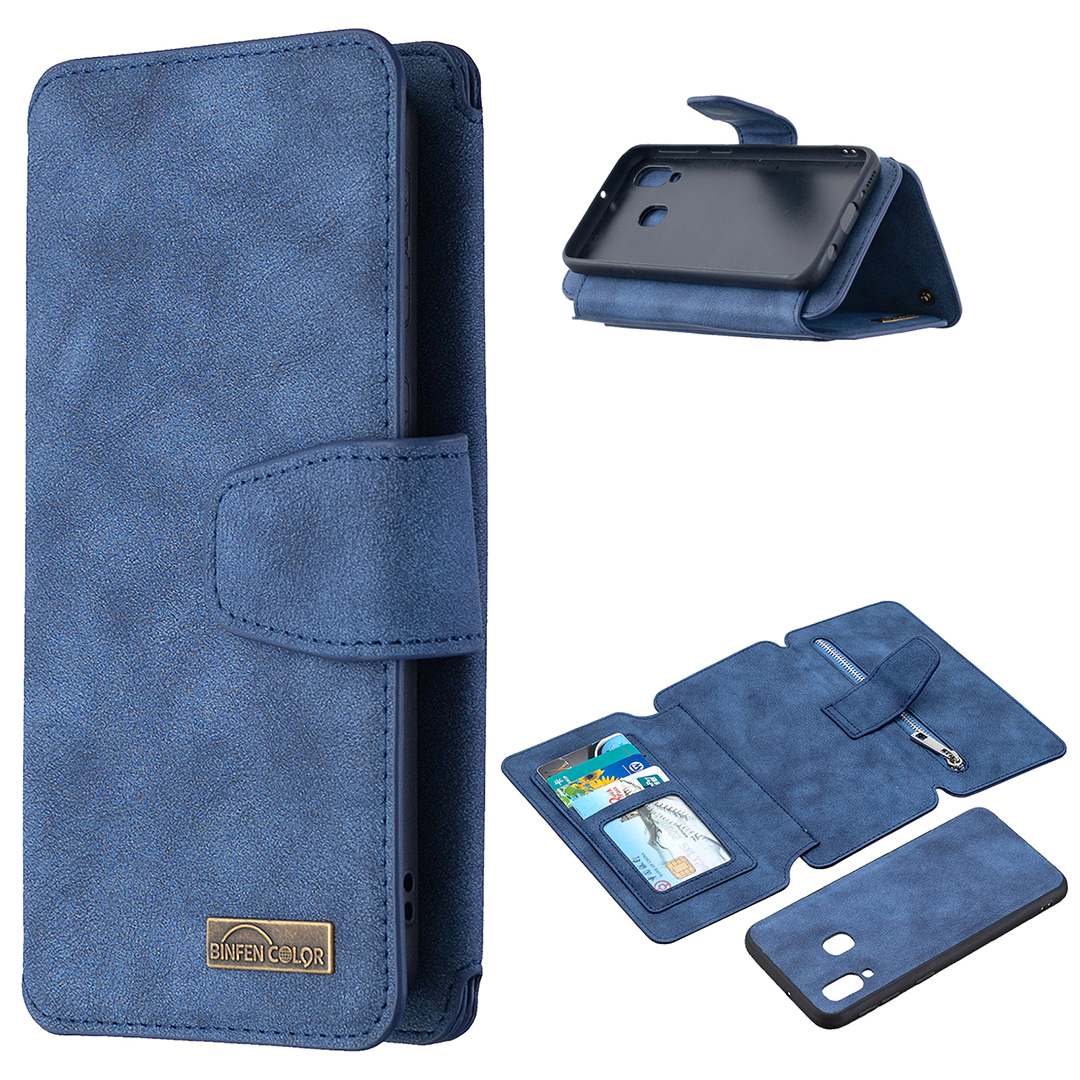 

Detachable 2 in 1 Matte Surface Leather Wallet Stand Cell Phone Cover Case for Samsung Galaxy A40 - Blue, Galaxy A40