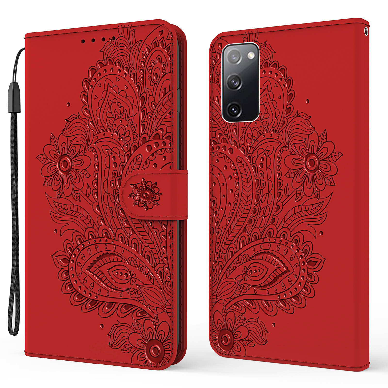 

Phoenix Imprinting Leather Wallet Stand Phone Protective Shell for Samsung Galaxy S20 FE/S20 Fan Edition/S20 FE 5G/S20 Fan Edition 5G/S20 Lite - Red, Galaxy S20 FE 5G