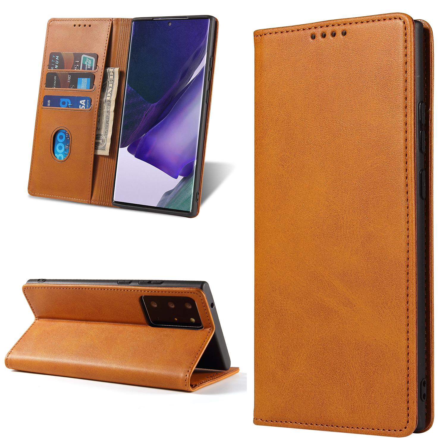 

Business Style Auto-absorbed Leather Wallet Mobile Phone Case for Samsung Galaxy Note20 Ultra 5G / Galaxy Note20 Ultra - Light Brown, Galaxy Note20 Ultra 5G