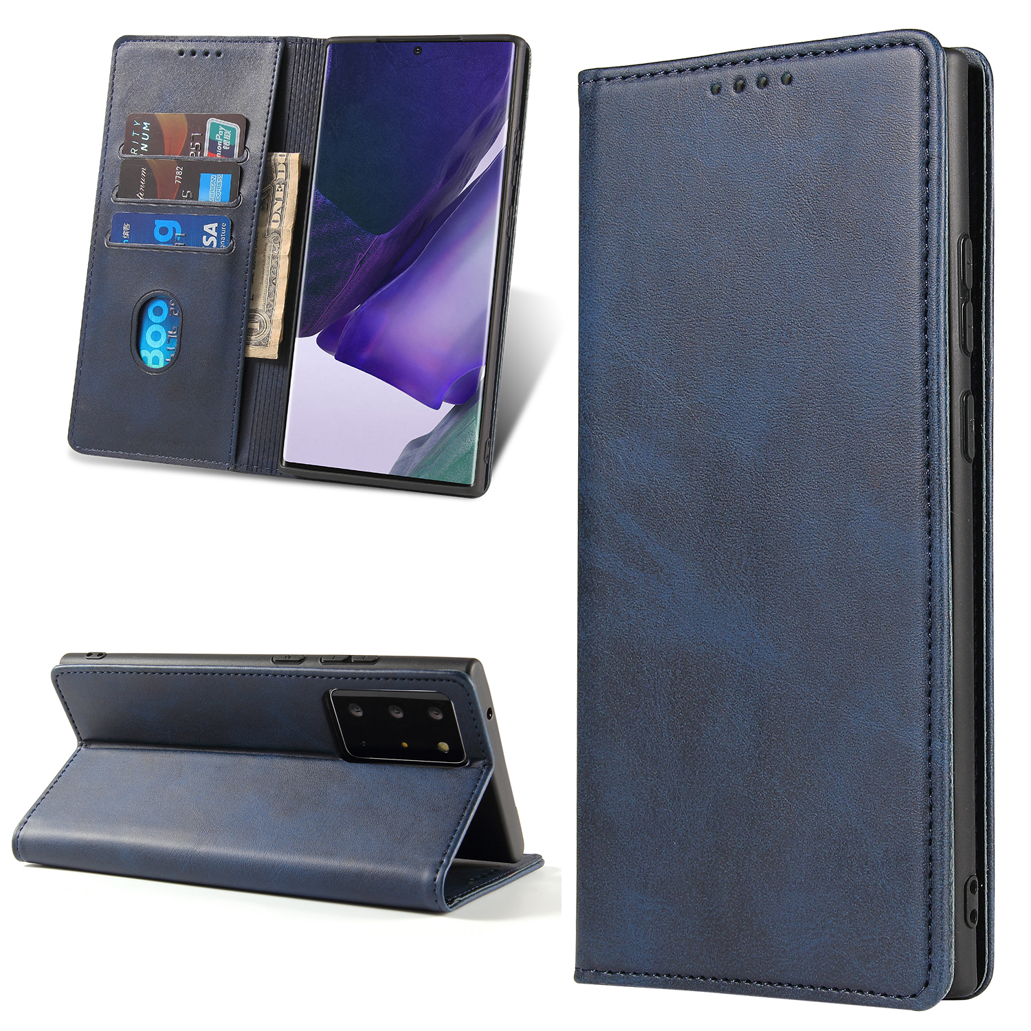 

Business Style Auto-absorbed Leather Wallet Mobile Phone Case for Samsung Galaxy Note20 Ultra 5G / Galaxy Note20 Ultra - Blue, Galaxy Note20 Ultra 5G