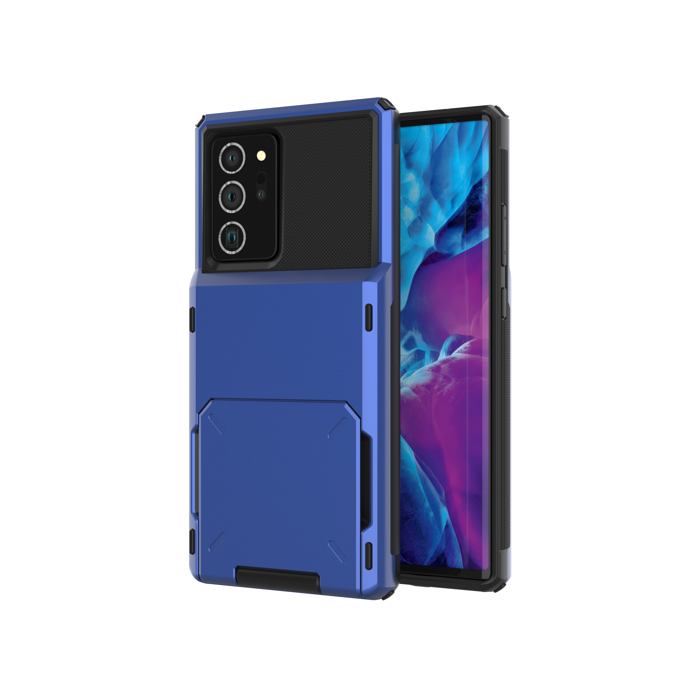

Flip Card Holder TPU+PC Hybrid Phone Shell for Samsung Galaxy Note 20 / Note 20 5G - Blue, Galaxy Note 20
