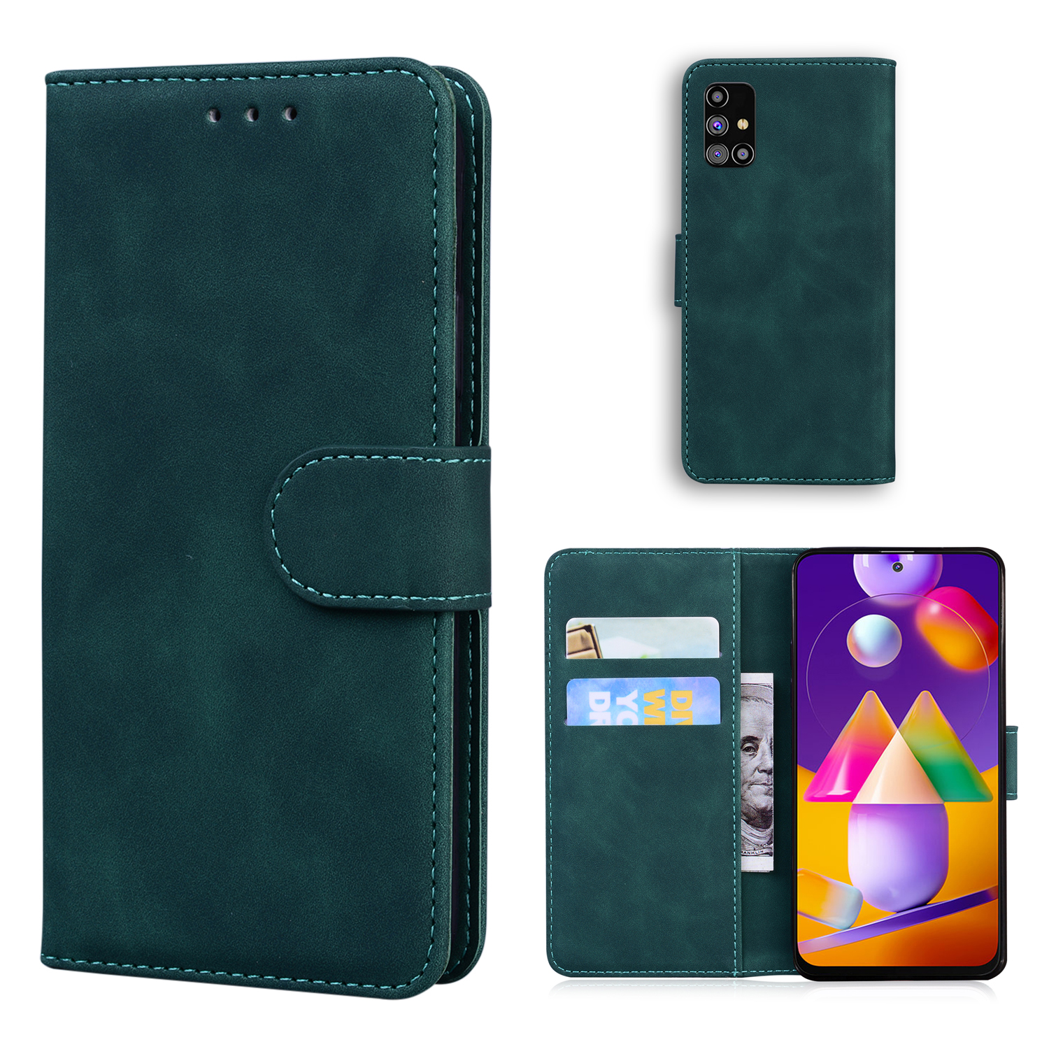 

Кошелек Стенд Магнитная Зажима PU Кожаный Чехол Для Samsung Galaxy M31S - Зеленый, Galaxy M31s