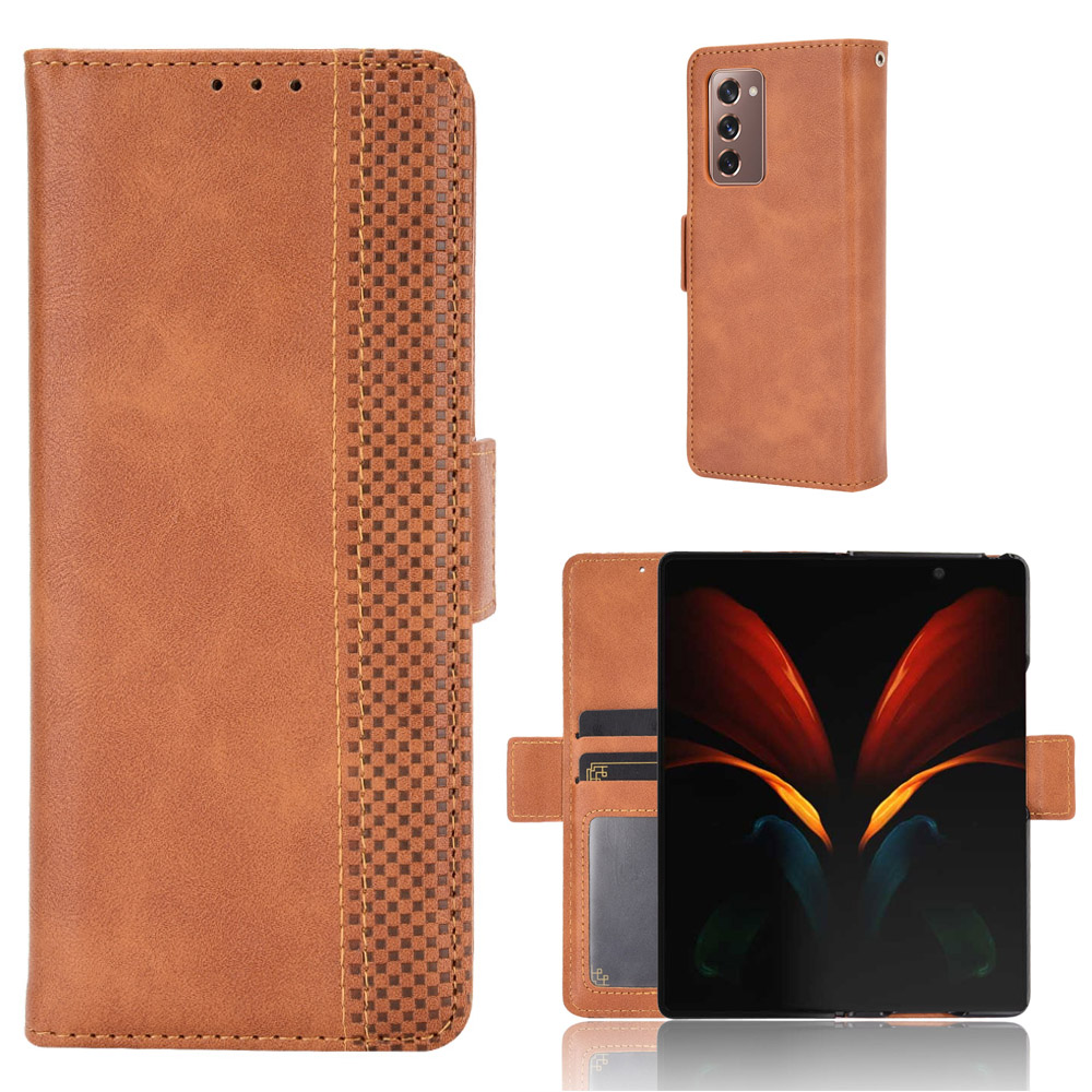 

Side Magnetic Buckle Vintage Style Wallet Leather Stand Phone Cover Case for Samsung Galaxy Z Fold2 5G - Brown, Galaxy Z Fold2 5G