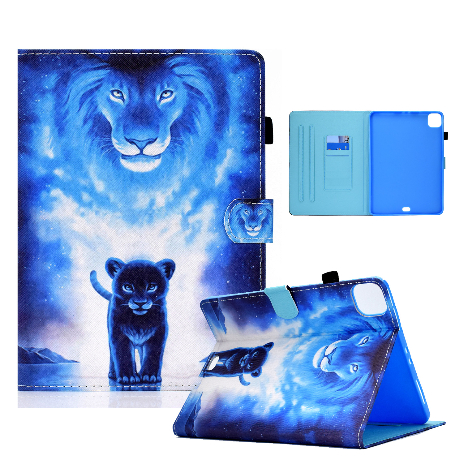 

Patterned Leather Protector Card Holder for iPad Pro 11-inch (2021)(2020)(2018)/iPad Air (2020) Stand Case - Lion, iPad Pro 11-inch (2021)