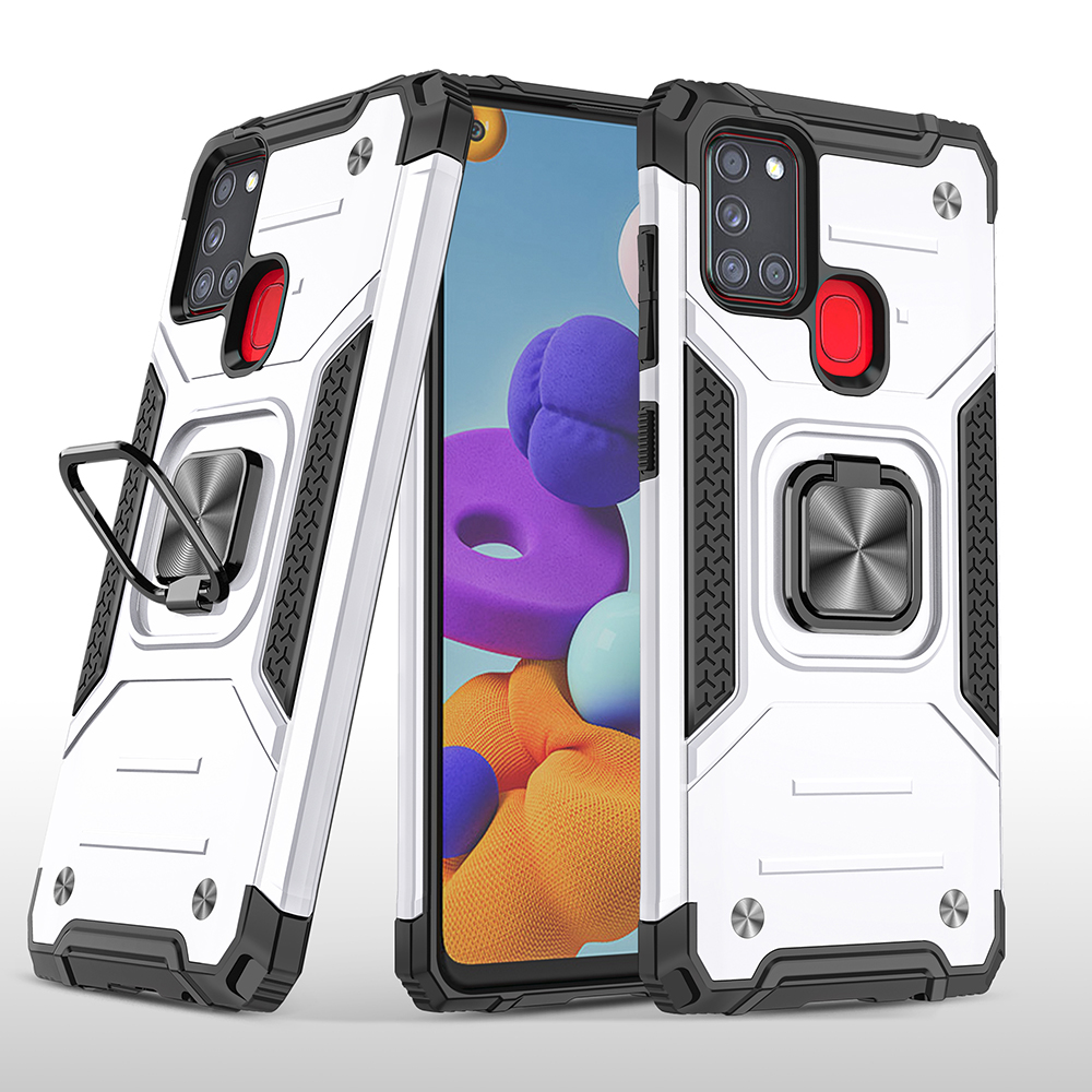 

Kickstand Detachable 2-in-1 TPU + PC Case with Metal Sheet for Samsung Galaxy A21s - Silver, Galaxy A21s