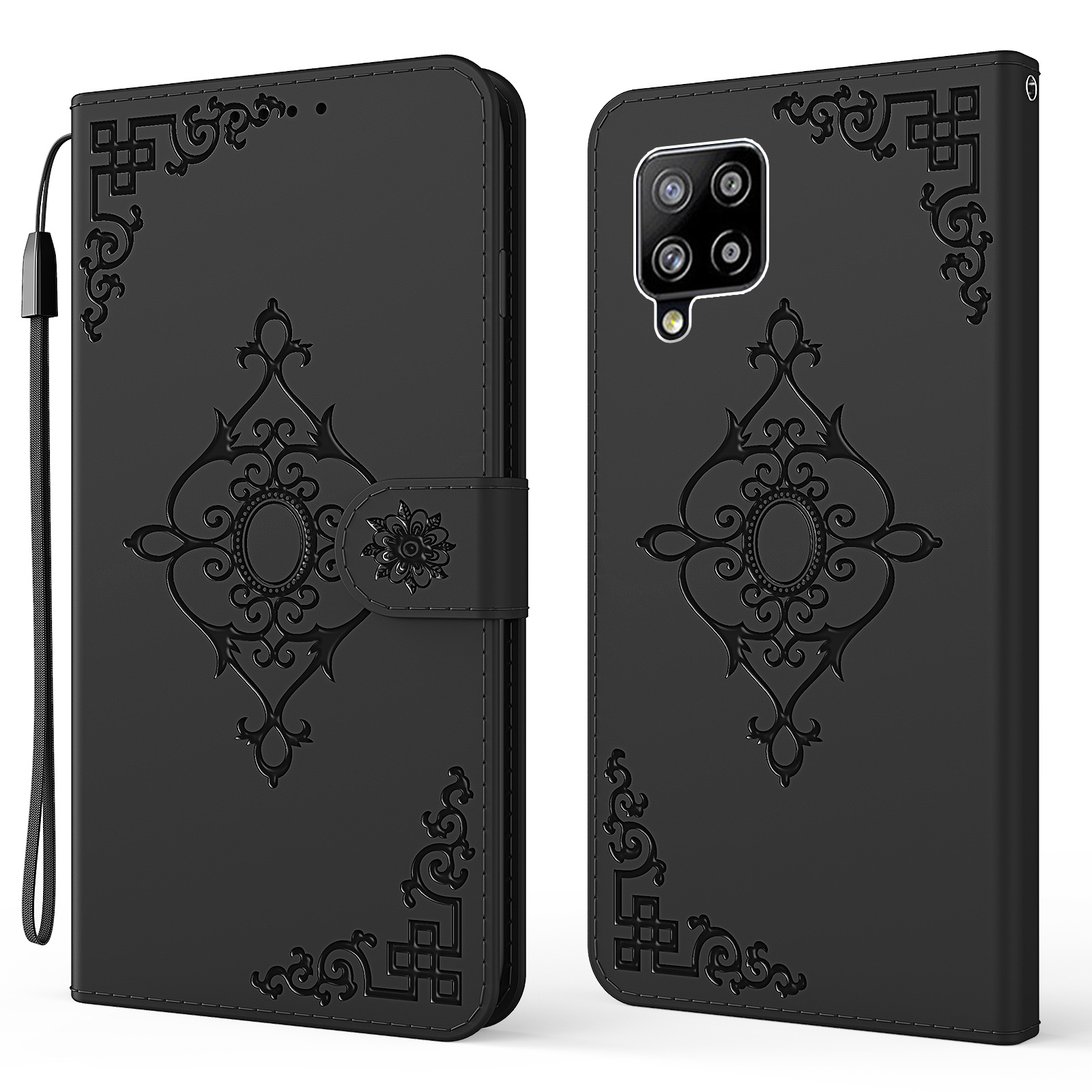

Symmetrical Pattern Imprinting Wallet Leather Phone Stand Protector for Samsung Galaxy A42 5G - Black, Galaxy A42 5G