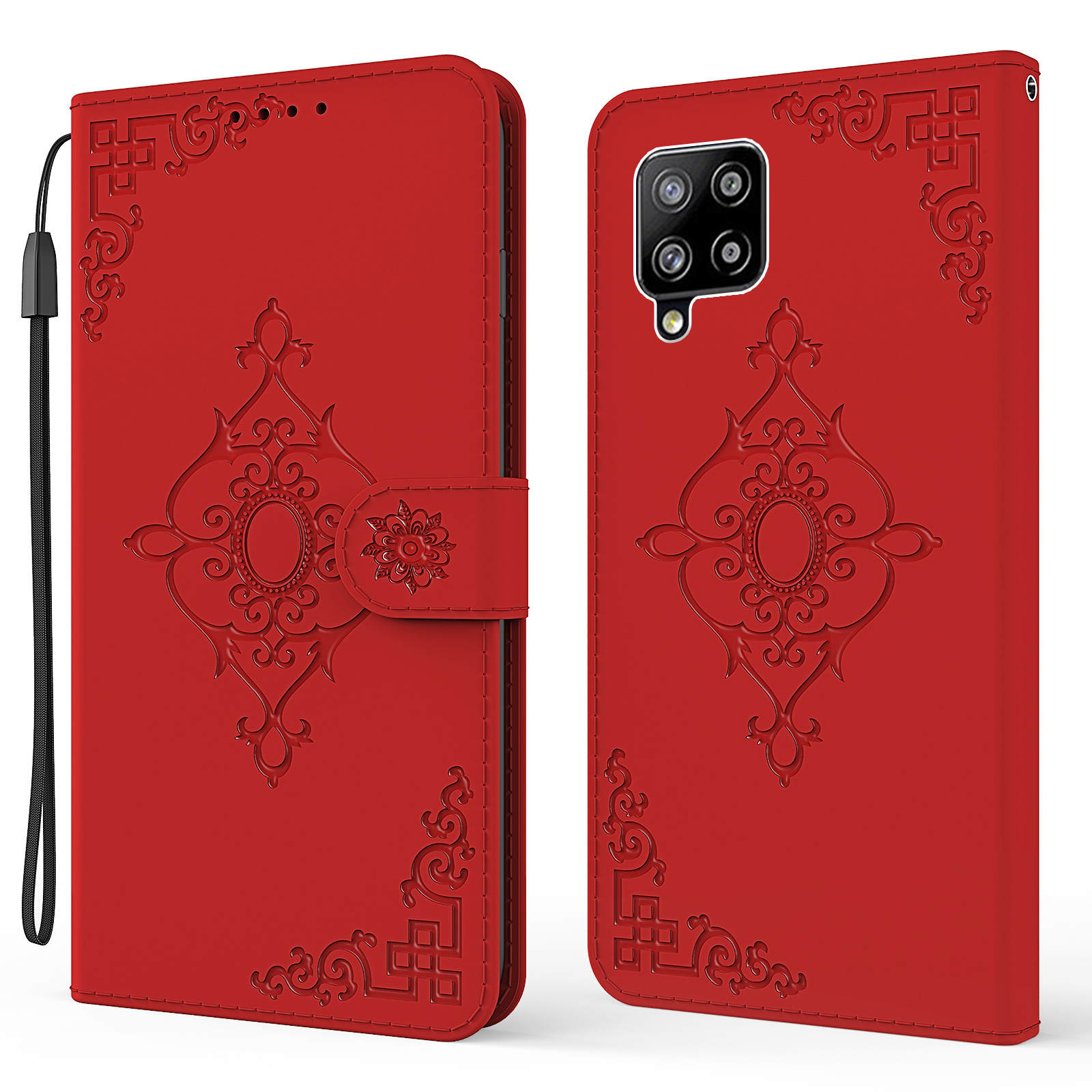

Symmetrical Pattern Imprinting Wallet Leather Phone Stand Protector for Samsung Galaxy A42 5G - Red, Galaxy A42 5G
