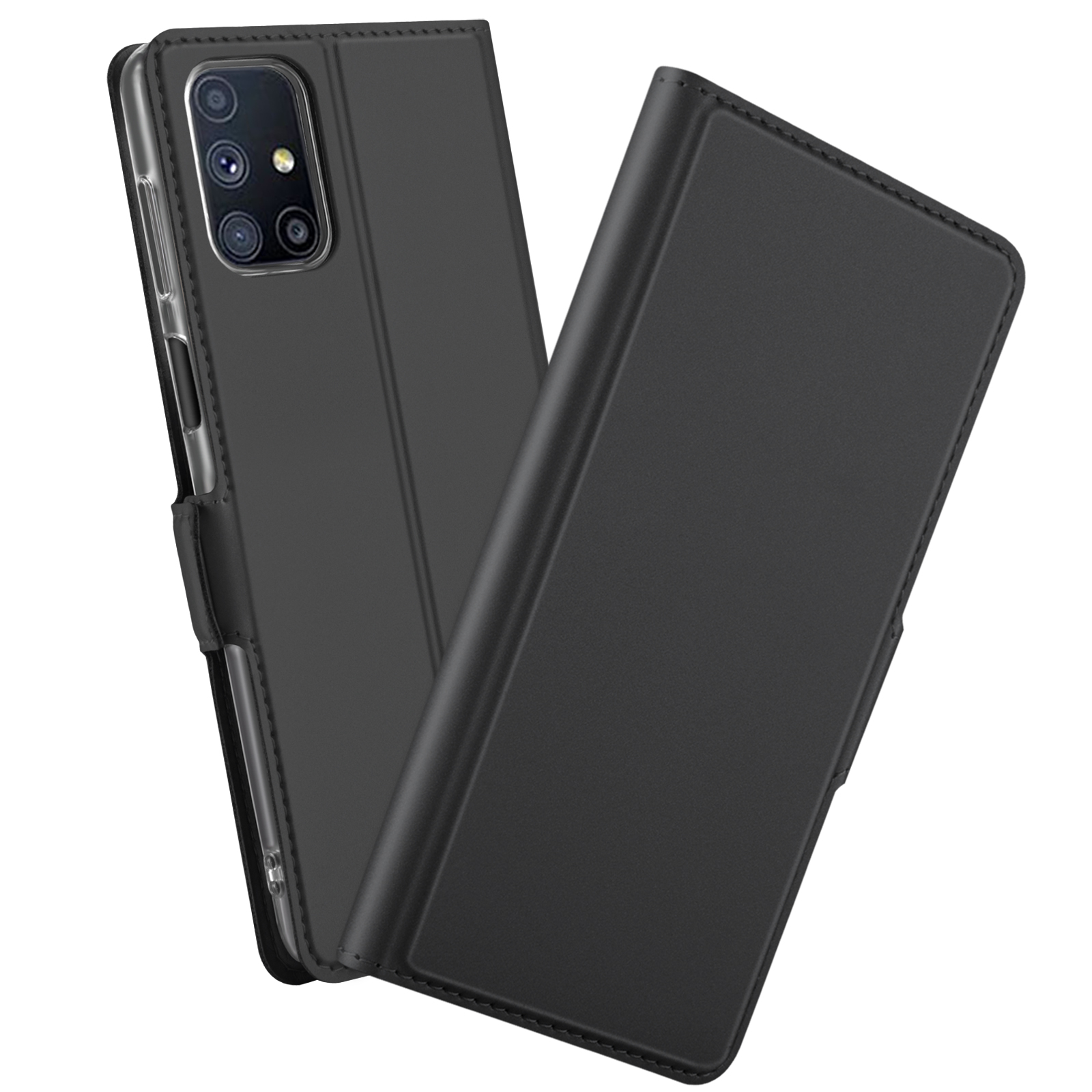 

Automatic Absorption Leather Phone Cover with Stand for Samsung Galaxy M51 - Black, Galaxy M51