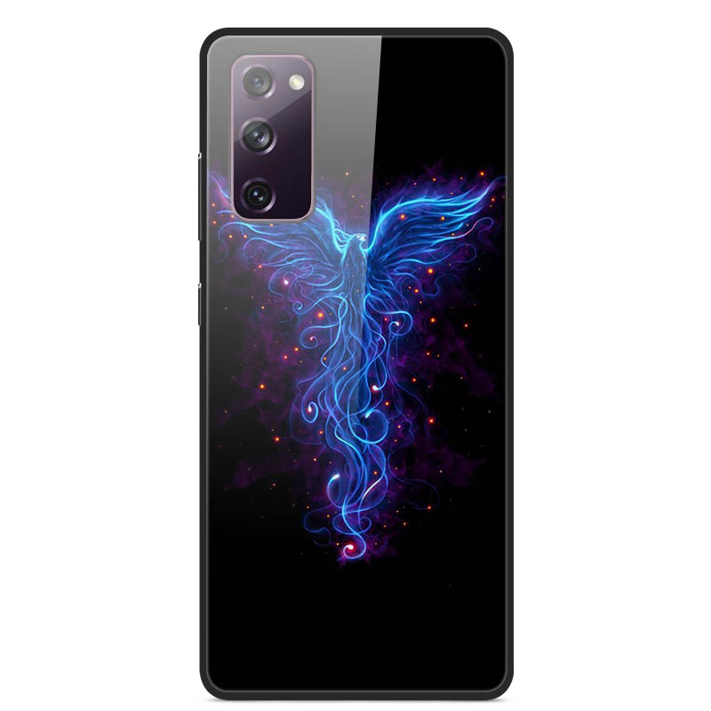 

Fancy Style Printing Glass + PC + TPU Shell for Samsung Galaxy S20 FE 4G/5G/2022/S20 Lite Case - Blue Phoenix, Galaxy S20 FE 5G