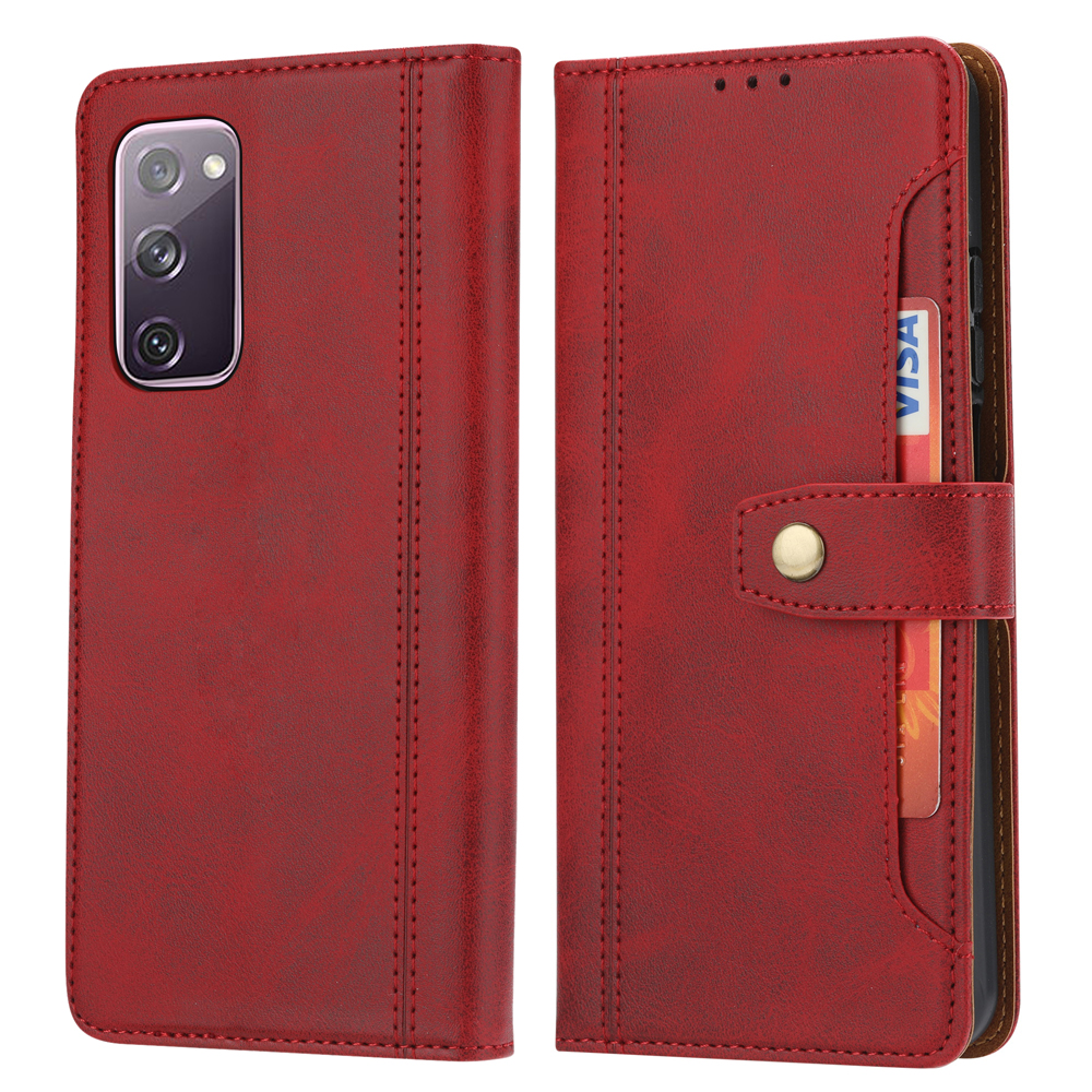 

Leather Wallet Stand Phone Shell with Supporting Stand for Samsung Galaxy S20 FE/S20 Fan Edition/S20 FE 5G/S20 Fan Edition 5G/S20 Lite - Red, Galaxy S20 FE 5G