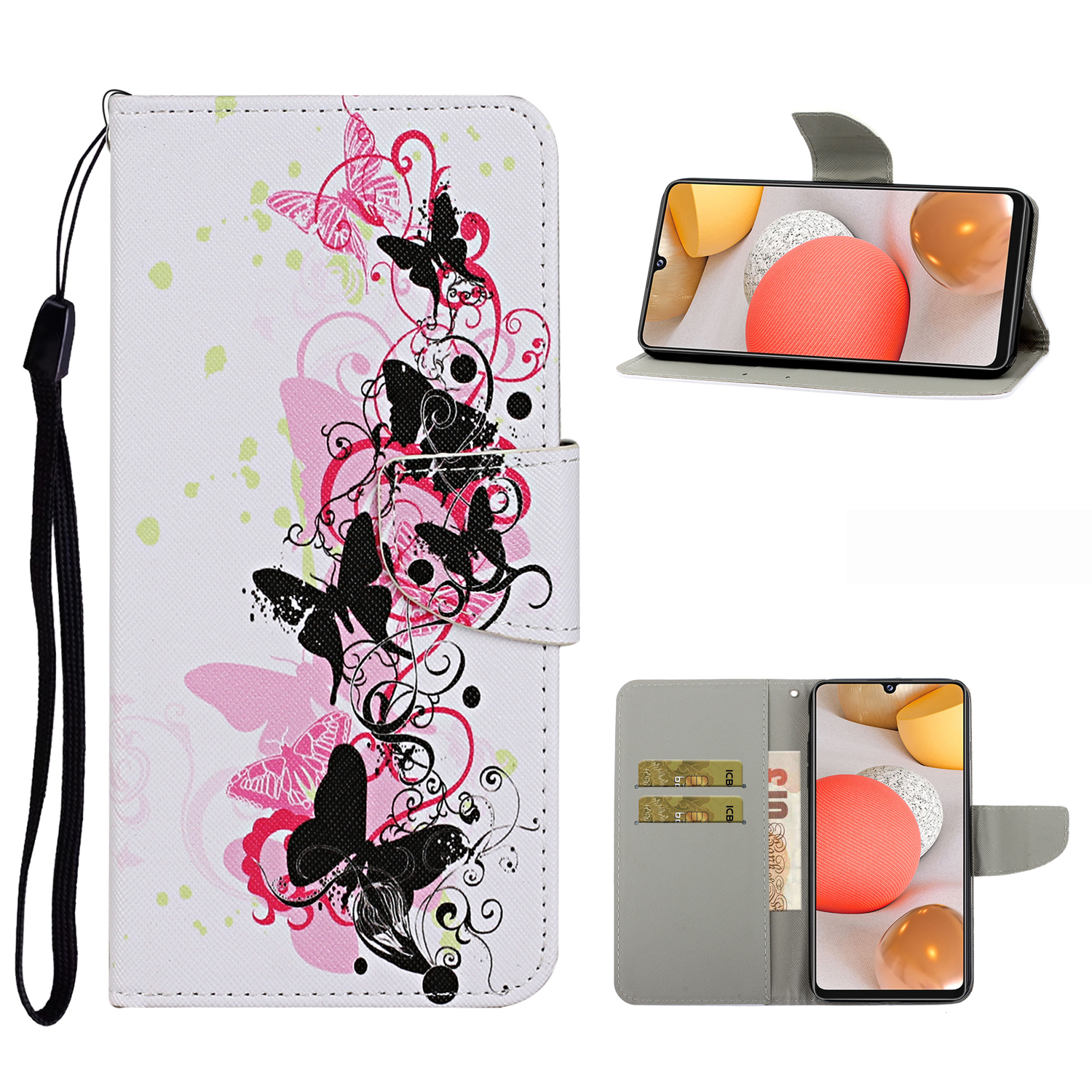 

Pattern Printing PU Leather Case for Samsung Galaxy A42 5G Wallet Stand Cover - Butterflies, Galaxy A42 5G