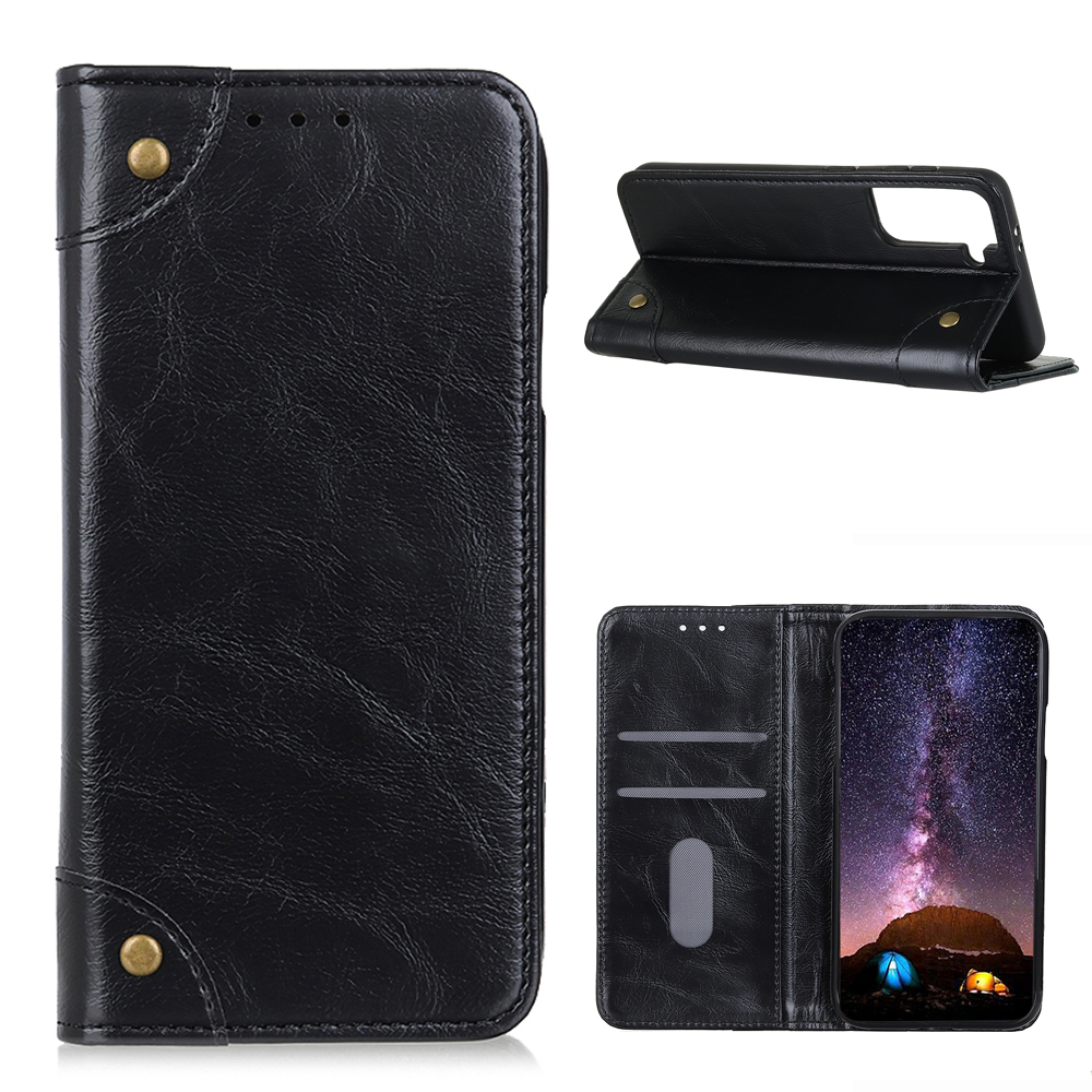 

Auto-Absorbed Phone Protective Leather Case with Wallet and Stand for Samsung Galaxy S21 5G - Black, Galaxy S21 5G