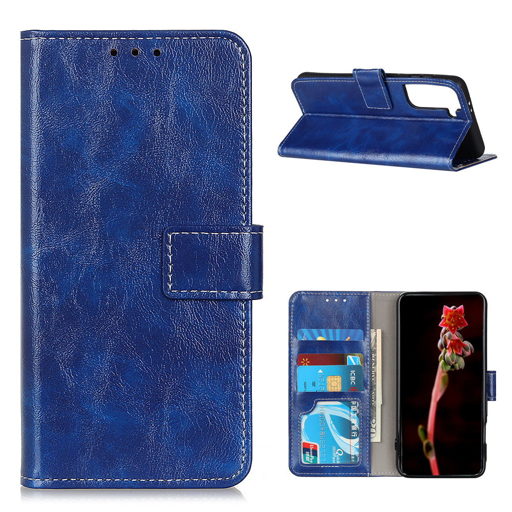 

Vintage Crazy Horse Leather Phone Protective Shell for Samsung Galaxy S30 Pro/S21 Plus - Blue, Other Samsung Models