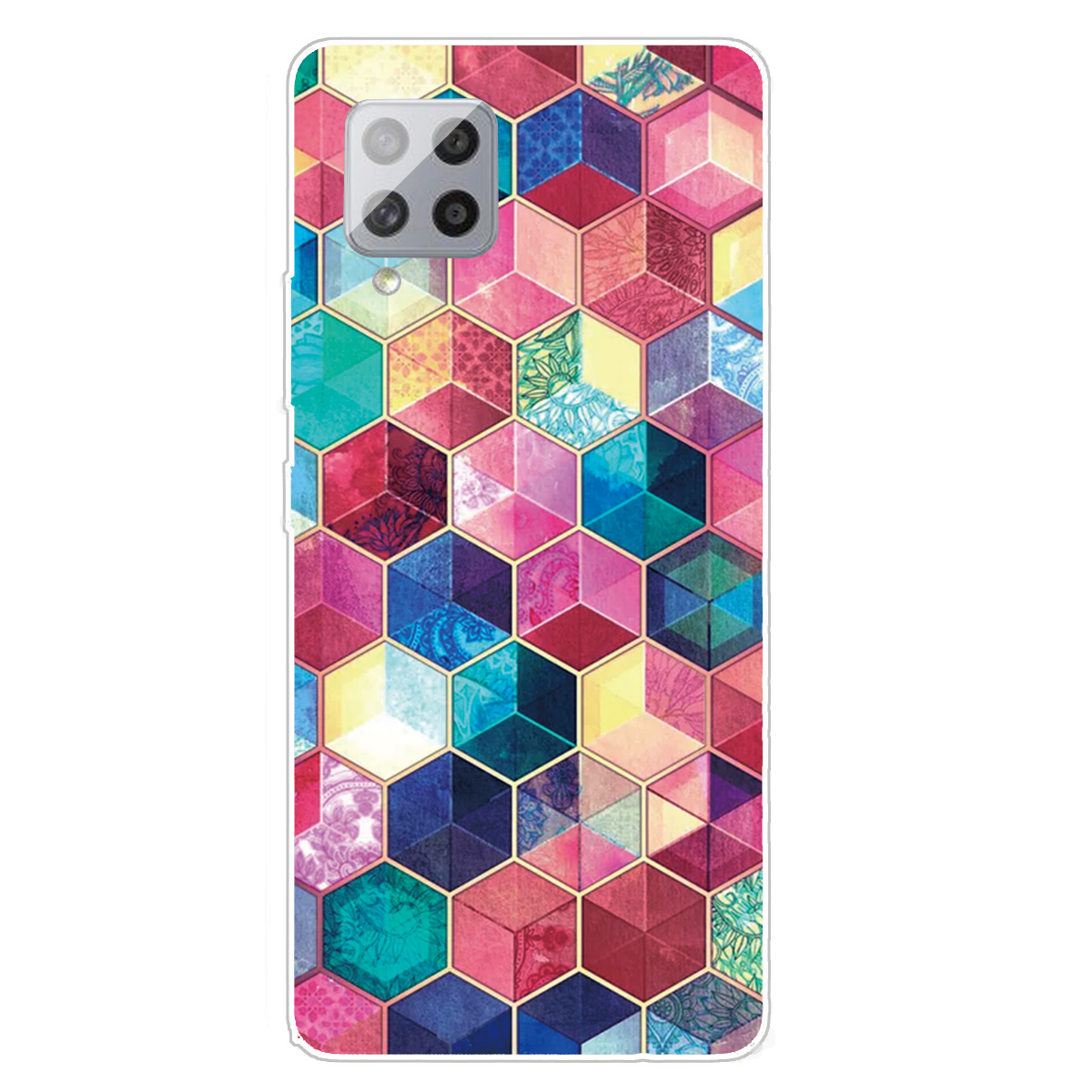 

High Transmittance Patterned Cover for Samsung Galaxy A42 5G Protector TPU Case - Colorful Hexagon, Galaxy A42 5G