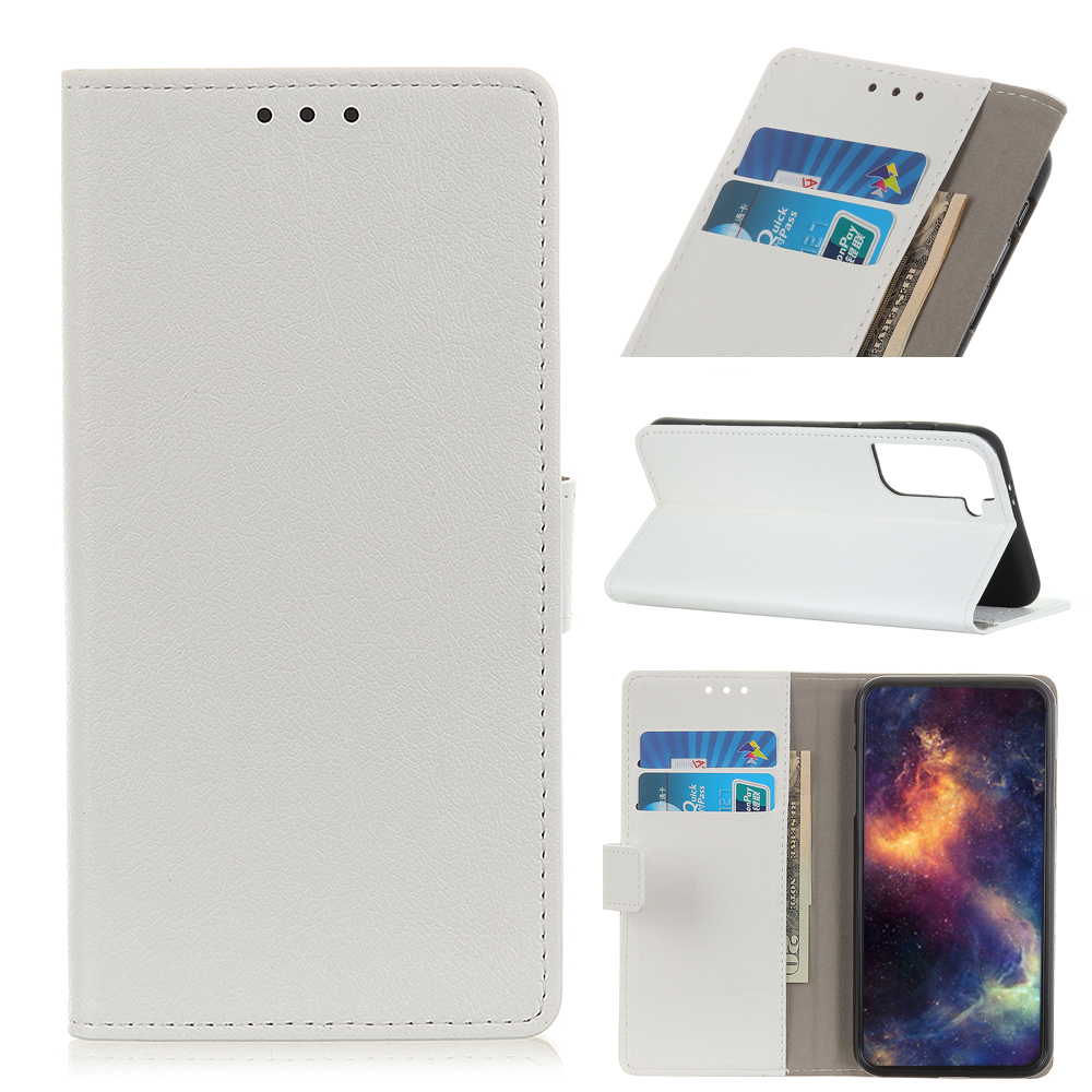 

Wallet Stand PU Leather Mobile Phone Shell for Samsung Galaxy S21+ - White, Samsung Galaxy S21+