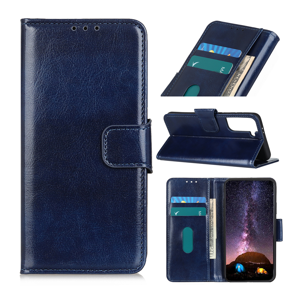 

Crazy Horse Wallet Stand PU Кожаный Чехол Для Телефона Для Samsung Galaxy S21 5G - Синий, Galaxy S21 5G