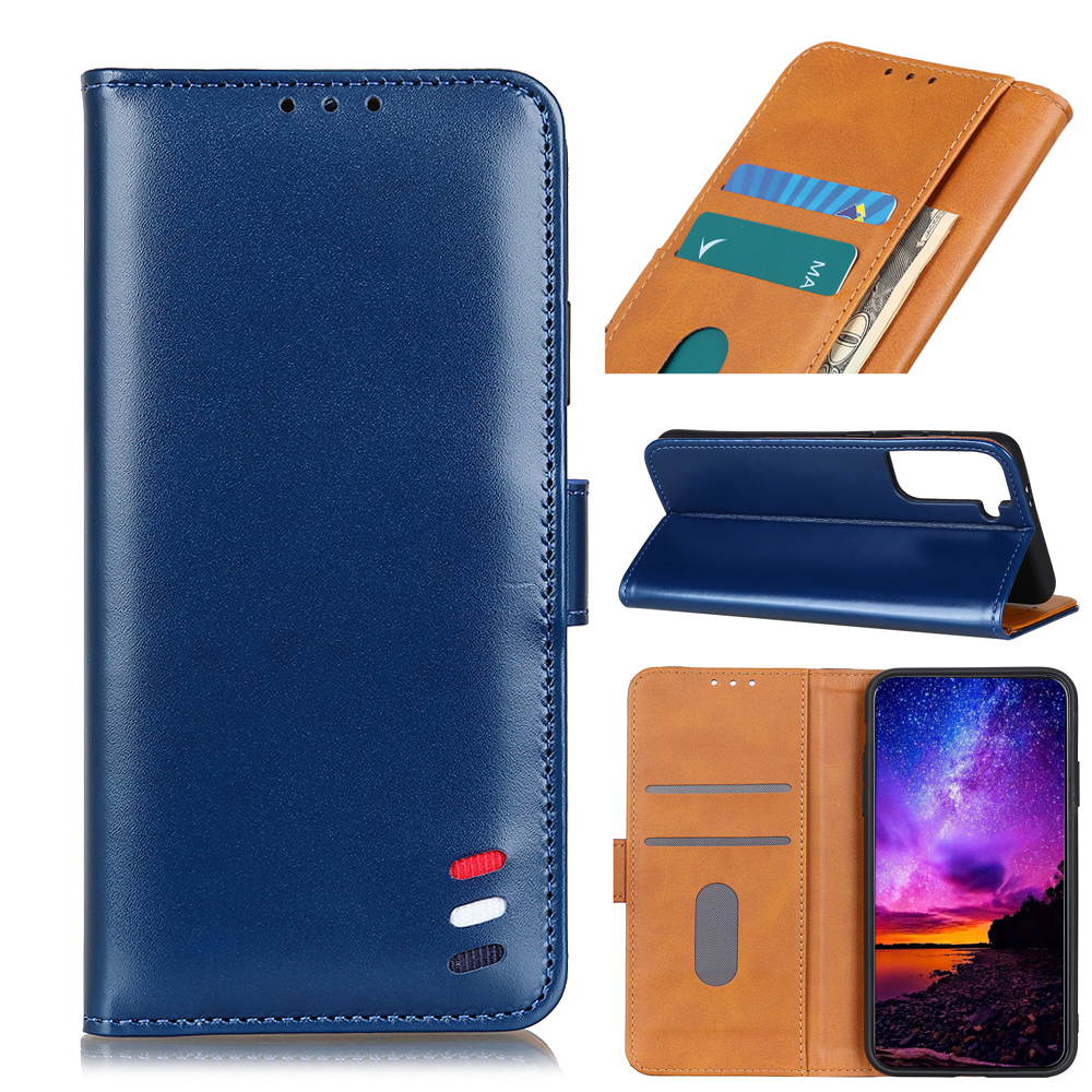 

PU Leather Wallet Case Flip Folio Cover for Samsung Galaxy S21 5G - Blue, Galaxy S21 5G