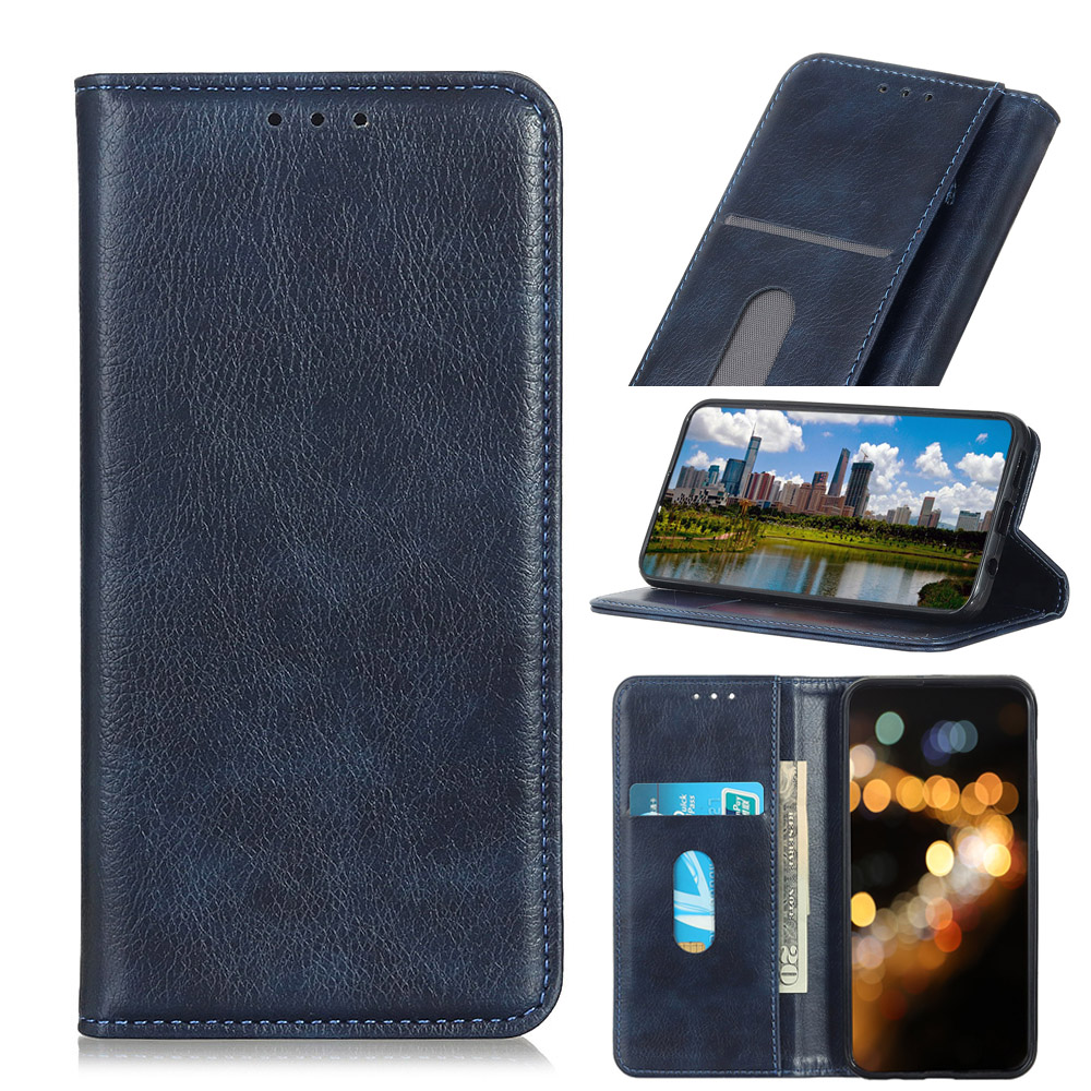 

Litchi Texture Auto-absorbed Split Leather Wallet Case for Samsung Galaxy S21+ - Blue, Galaxy S21+ 5G
