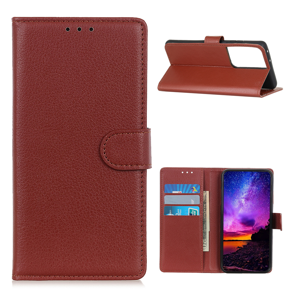 

Litchi Texture Wallet Stand Leather Protective Case for Samsung Galaxy S21 Ultra 5G - Brown, Galaxy S21 Ultra 5G