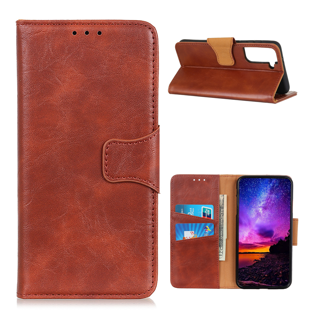 

Crazy Horse Skin Split Leather Phone Cover Shell for Samsung Galaxy S21 Plus 5G - Brown, Samsung Galaxy S21+