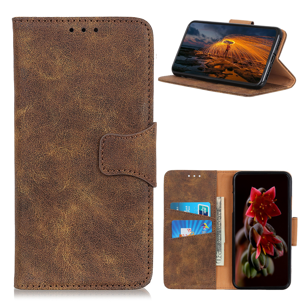 

Retro PU Leather Phone Cover for Samsung Galaxy A12 - Coffee, Galaxy A12