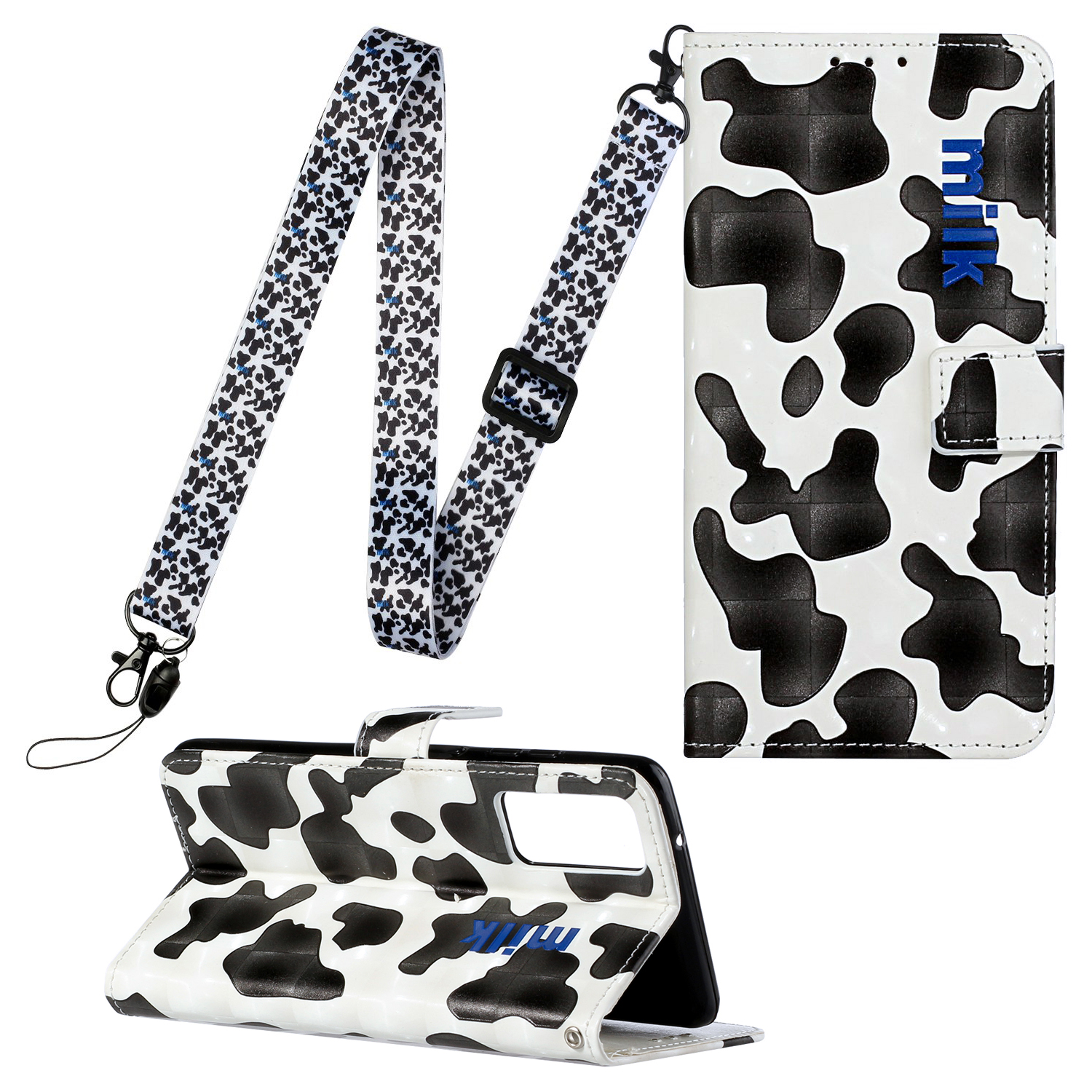 

Pattern Printing Leather Protector with Hanging Strap for Samsung Galaxy S20 Plus/S20 Plus 5G Stand Case - Black/White, Galaxy S20 Plus