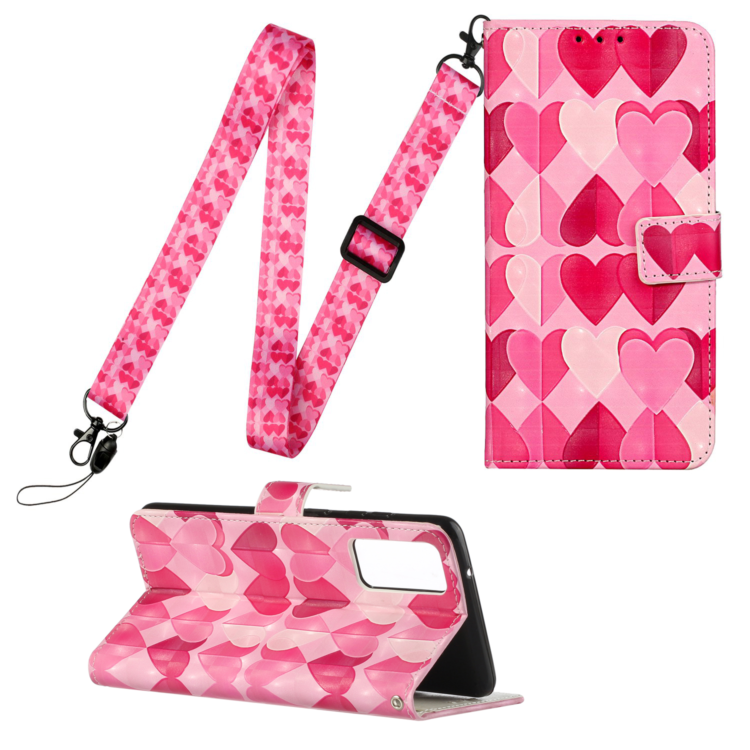 

Pattern Printing Leather Cover for Samsung Galaxy S20 FE/S20 Fan Edition/S20 FE 5G/S20 Fan Edition 5G with Hanging Strap - Hearts, Galaxy S20 FE