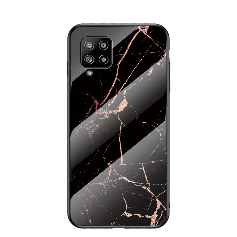 

Marbold Pattern Закаленное Стекло И PC Phone Shell С Краем TPU Для Samsung Galaxy A42 5G - Черное Золото, Galaxy A42 5G