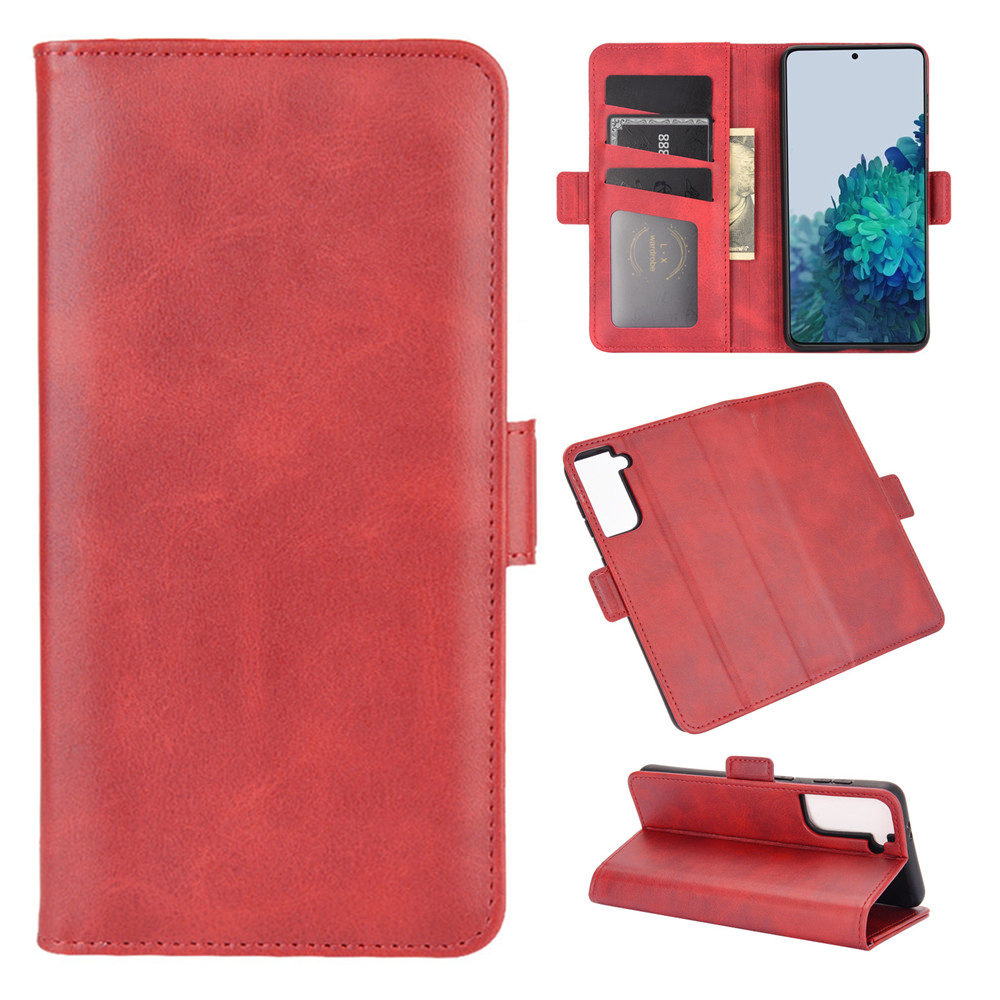 

Double Magnetic Clasp Side Absorption Leather Stand Phone Protective Case for Samsung Galaxy S21 5G - Red, Galaxy S21 5G