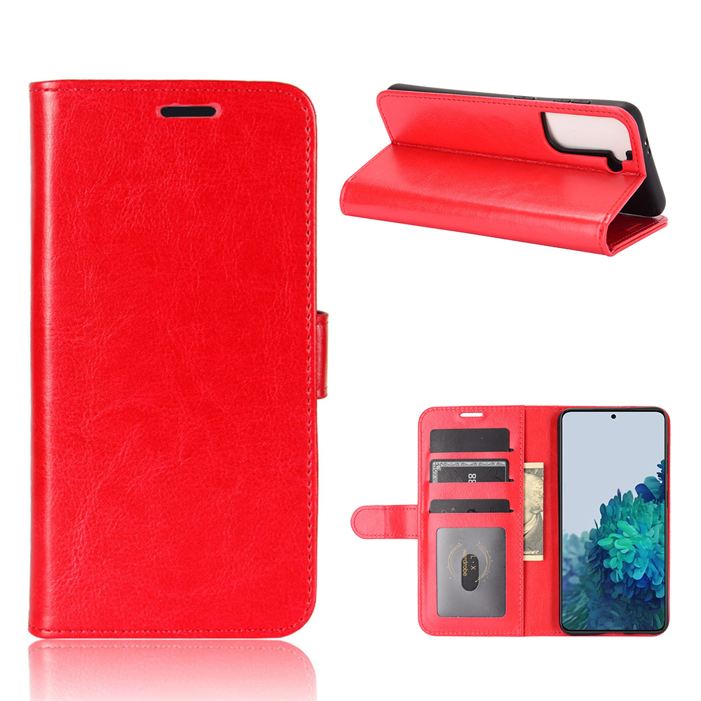 

Crazy Horse Texture Wallet Design Leather Phone Stand Cover Case for Samsung Galaxy S21 5G - Red, Galaxy S21 5G