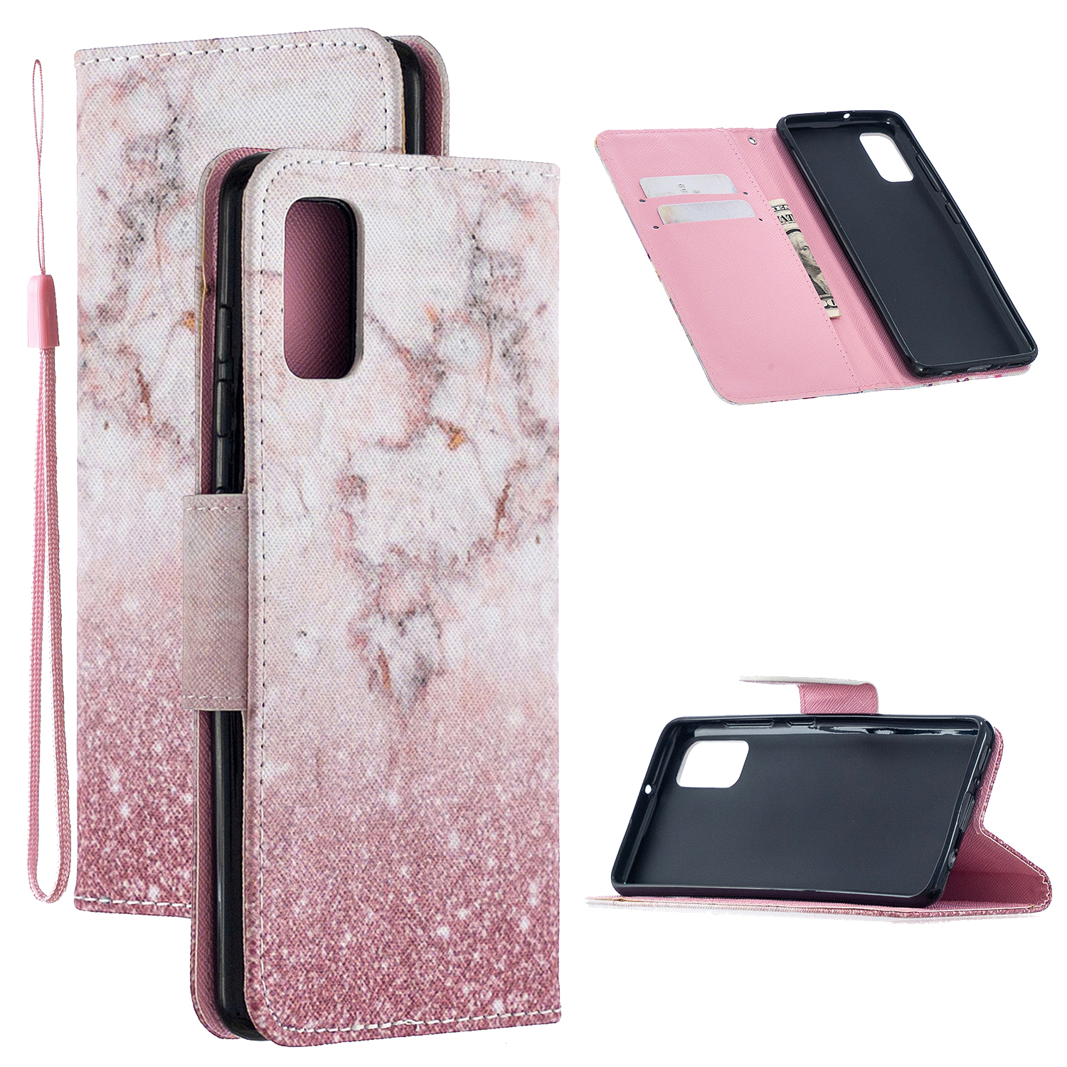 

Pattern Printing PU Leather Phone Cover with [Wallet Stand] for Samsung Galaxy M51 - Pink Glitter Powder, Galaxy M51