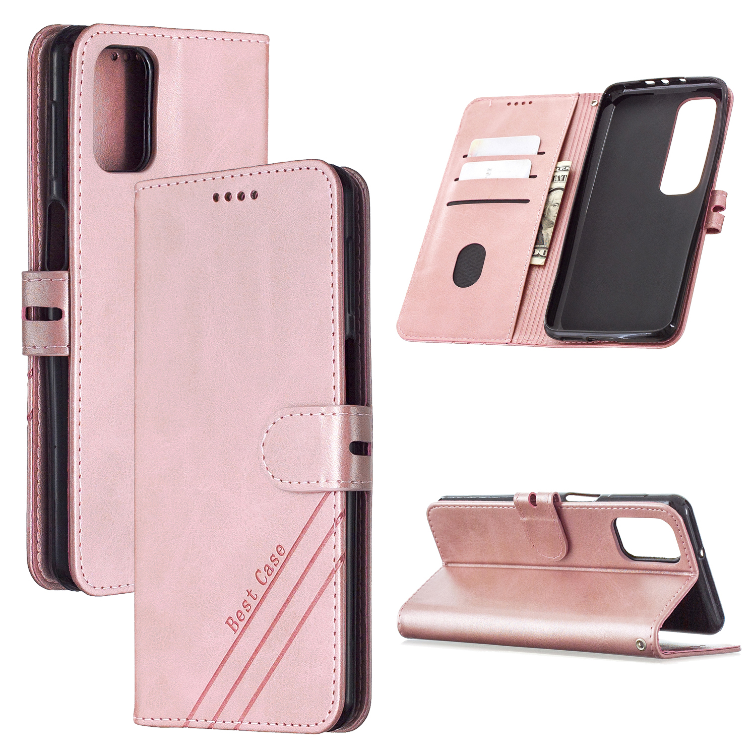 

Classic Wallet Leather Stand Phone Protective Cover for Samsung Galaxy M31s - Rose Gold, Galaxy M31s