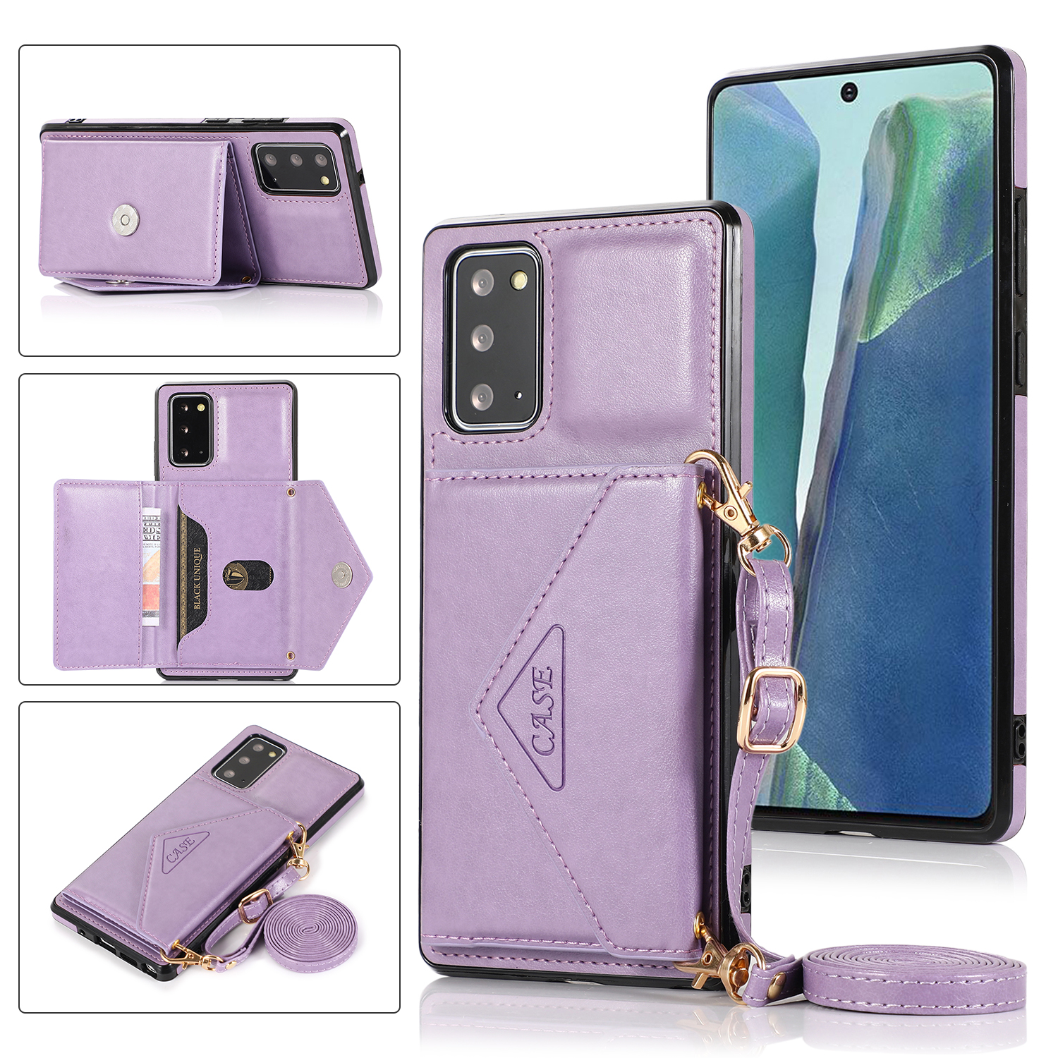 

ПУ Из Кожи С Покрытием TPU Корпус TPU С Слотом Для Карты Для Samsung Galaxy Note 20 / Note 20 5G - Фиолетовый, Galaxy Note 20