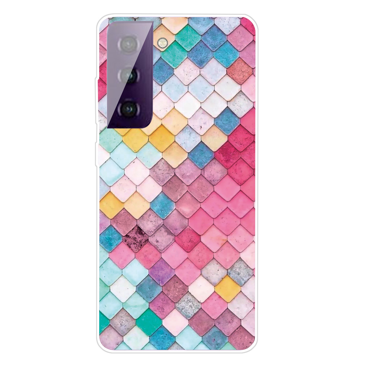 

Super Clear Phaint Print Print TPU Чехол Для Телефона Для Samsung Galaxy S21 Plus 5G - Красочный Квадрат, Samsung Galaxy S21+