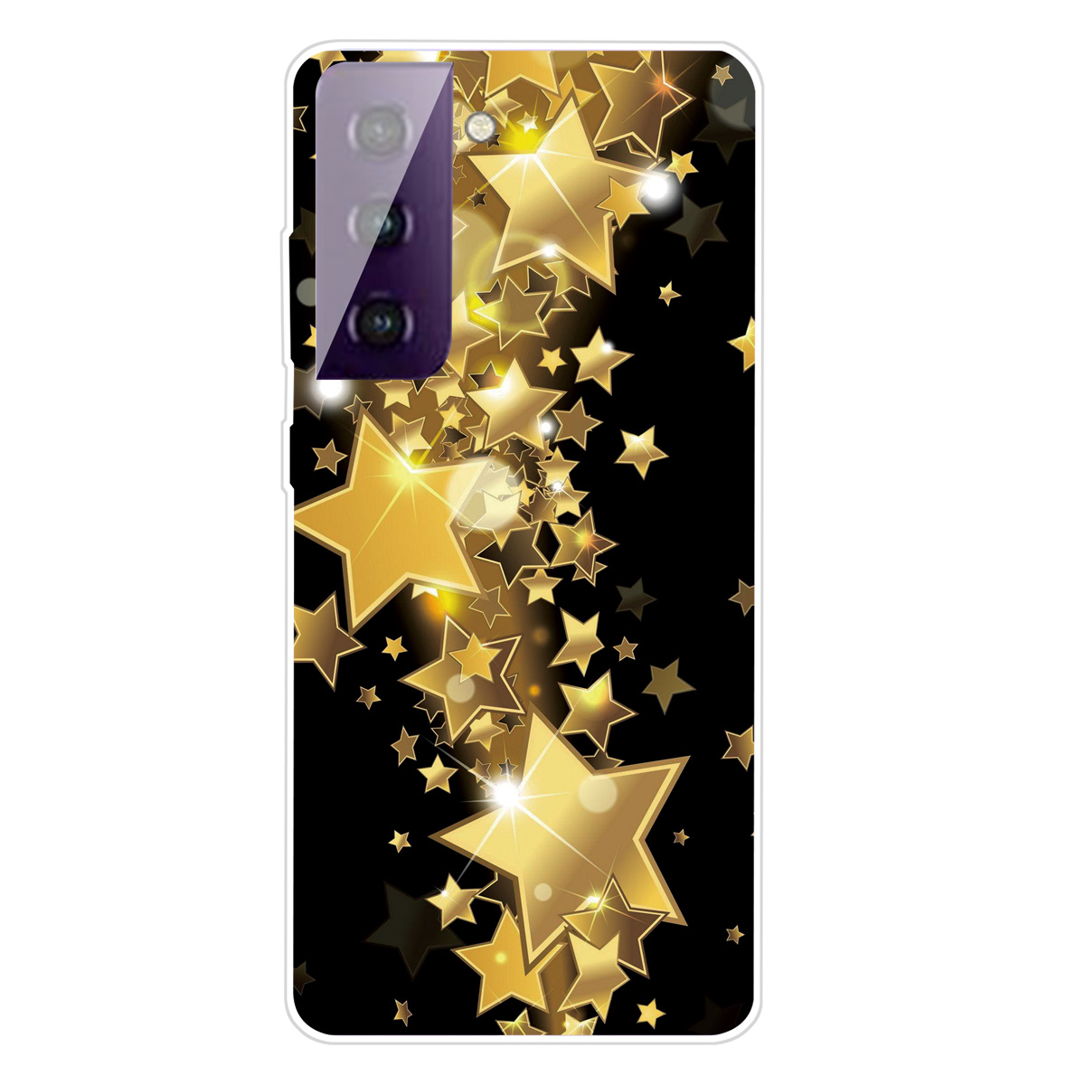 

Super Clear Phaint Print Print TPU Чехол Для Телефона Для Samsung Galaxy S21 Plus 5G - Золотые Звезды, Samsung Galaxy S21+
