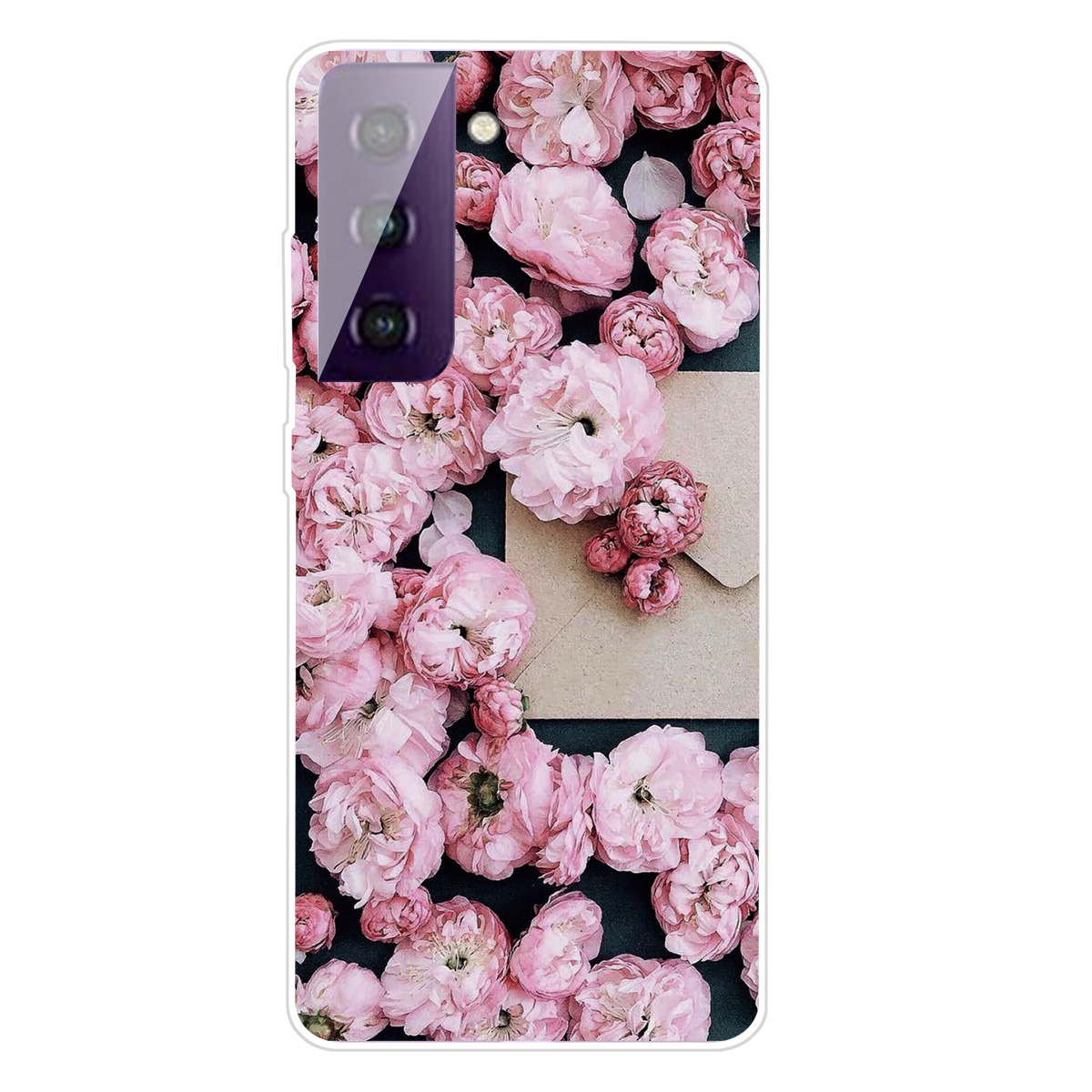 

Super Clear Phaint Print Print TPU Чехол Для Телефона Для Samsung Galaxy S21 Plus 5G - Розовые Цветы, Samsung Galaxy S21+