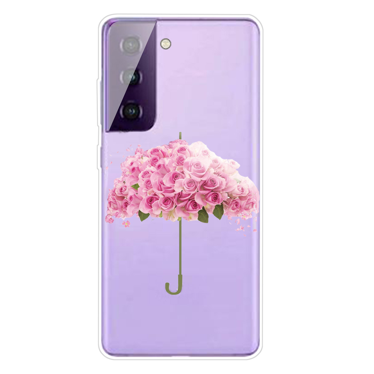 

Высокий Прозрачный Рисунок Печати TPU Cover Cover Для Samsung Galaxy S21 Plus 5G - Розовый Зонт, Samsung Galaxy S21+