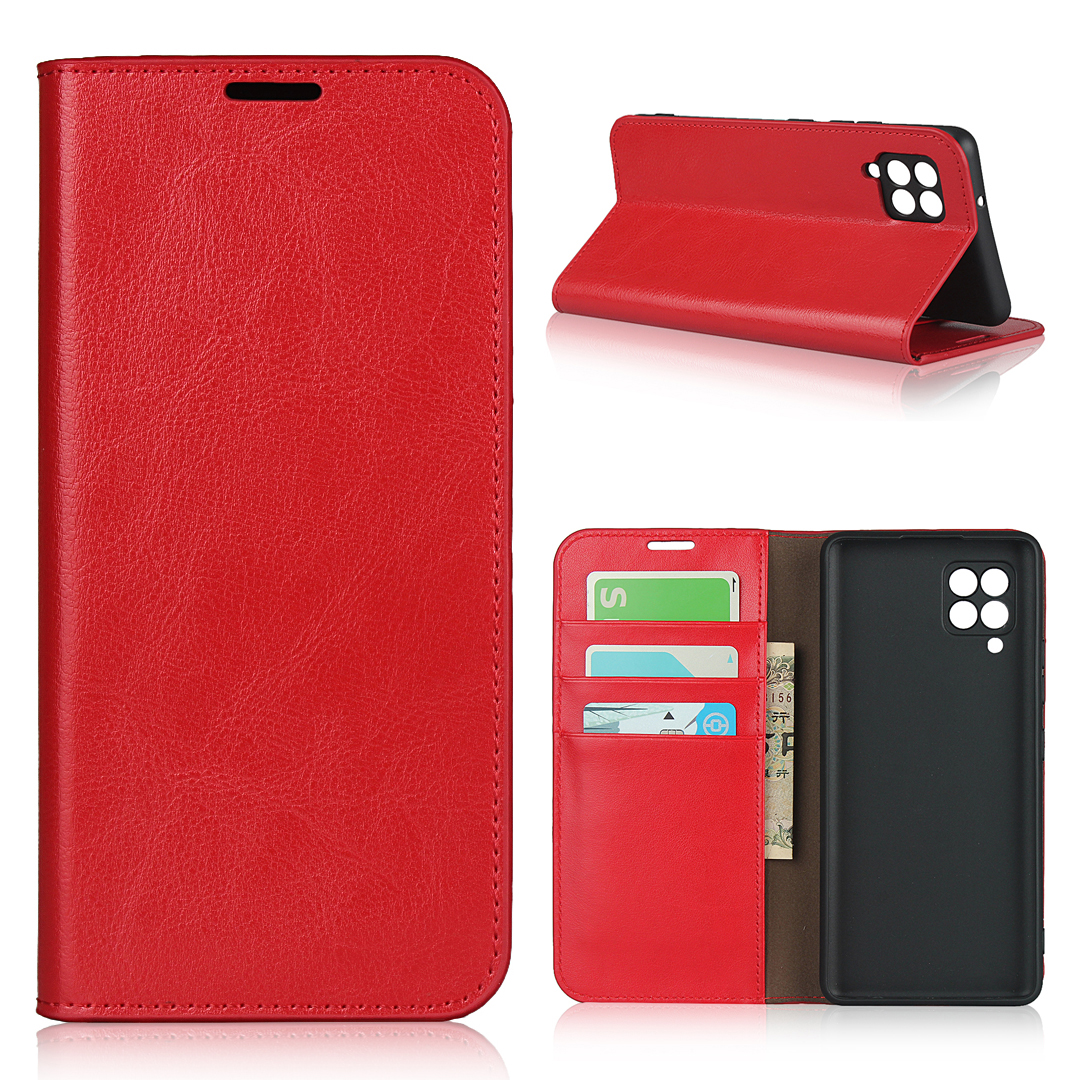 

Crazy Horse Genuine Leather Wallet Stand Case for Samsung Galaxy A42 5G - Red, Galaxy A42 5G