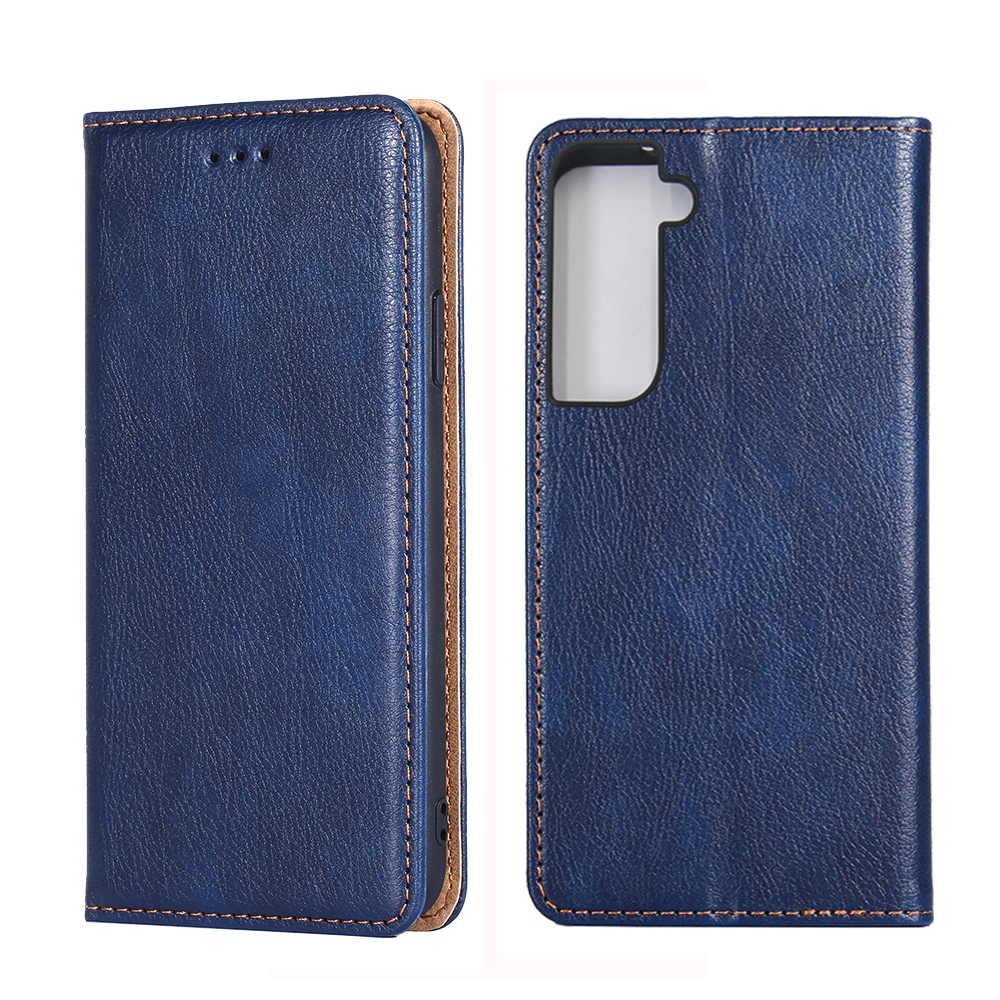 

Auto-absorbed Pure Color Leather Stand Shell for Samsung Galaxy S21+ 5G Protector Case - Blue, Samsung Galaxy S21+