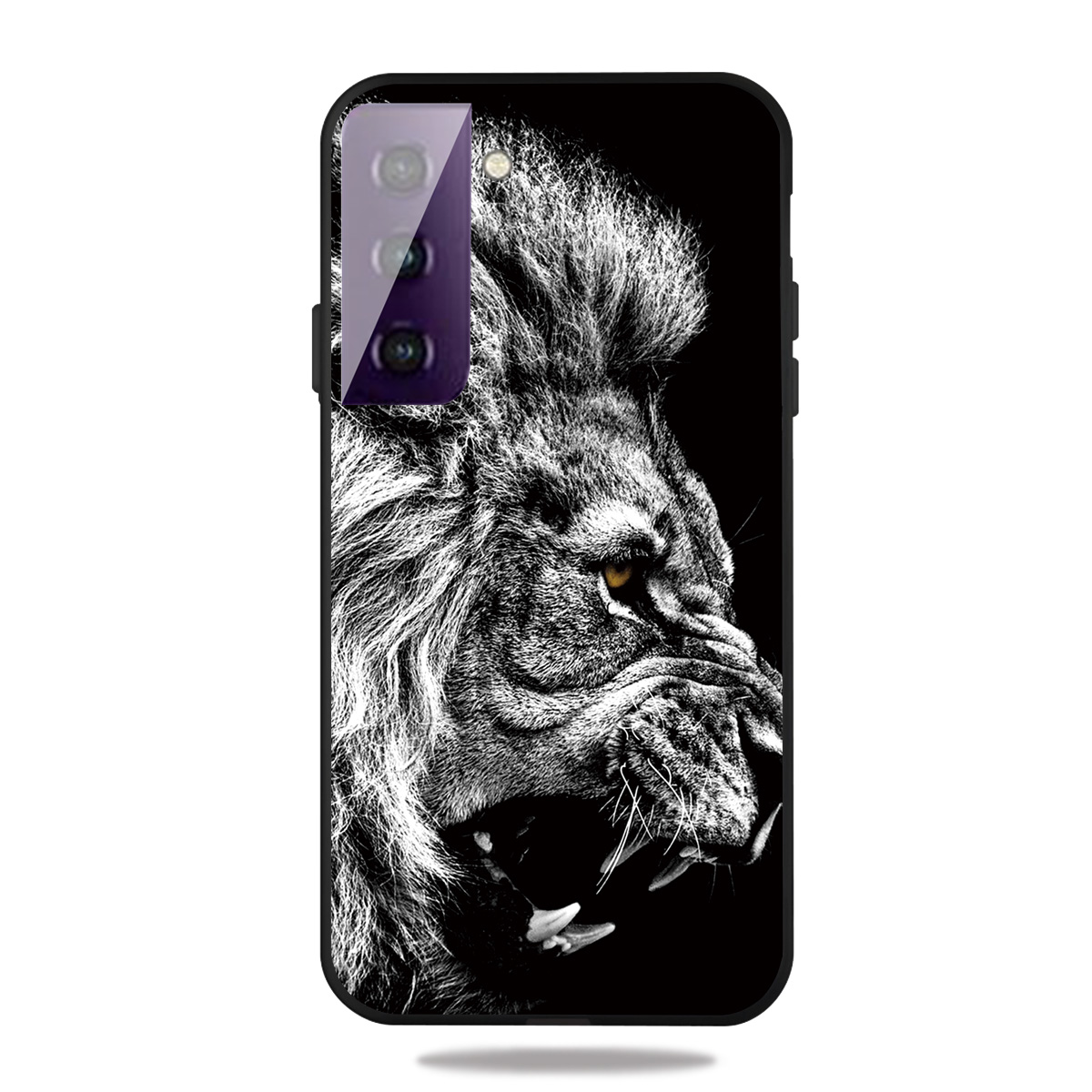 

Матовая Оболочка Корпуса TPU с Печатью на Черном Фоне Для Samsung Galaxy S21 4G/5G - Лев, Galaxy S21 5G