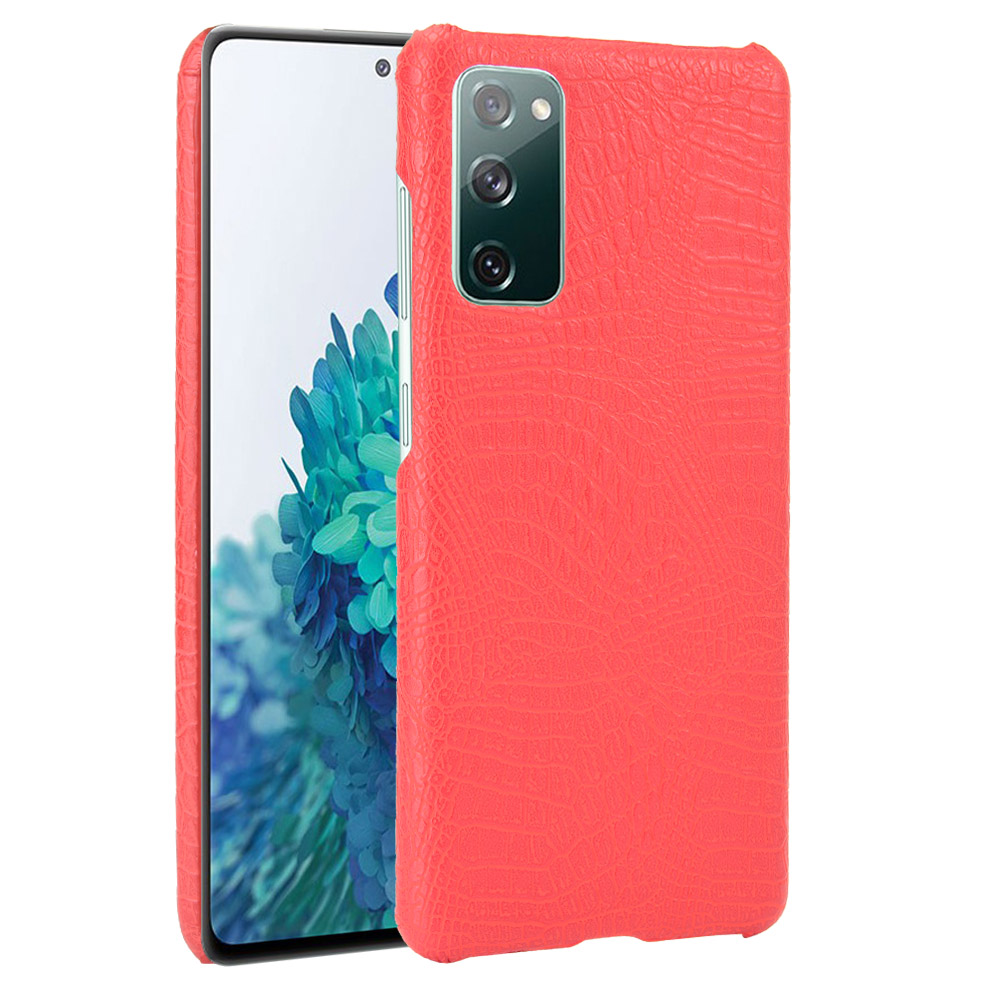 

For Samsung Galaxy S20 FE 4G/5G/S20 Lite/S20 FE 2022 Crocodile Texture PU Leather Coated Plastic Phone Case - Red, Galaxy S20 FE 5G