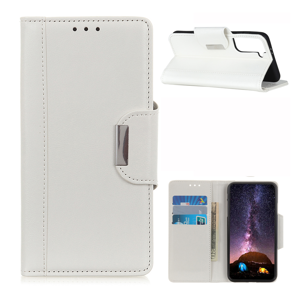 

PU Leather Wallet Phone Stand Case for Samsung Galaxy S21 Plus 5G - White, Samsung Galaxy S21+
