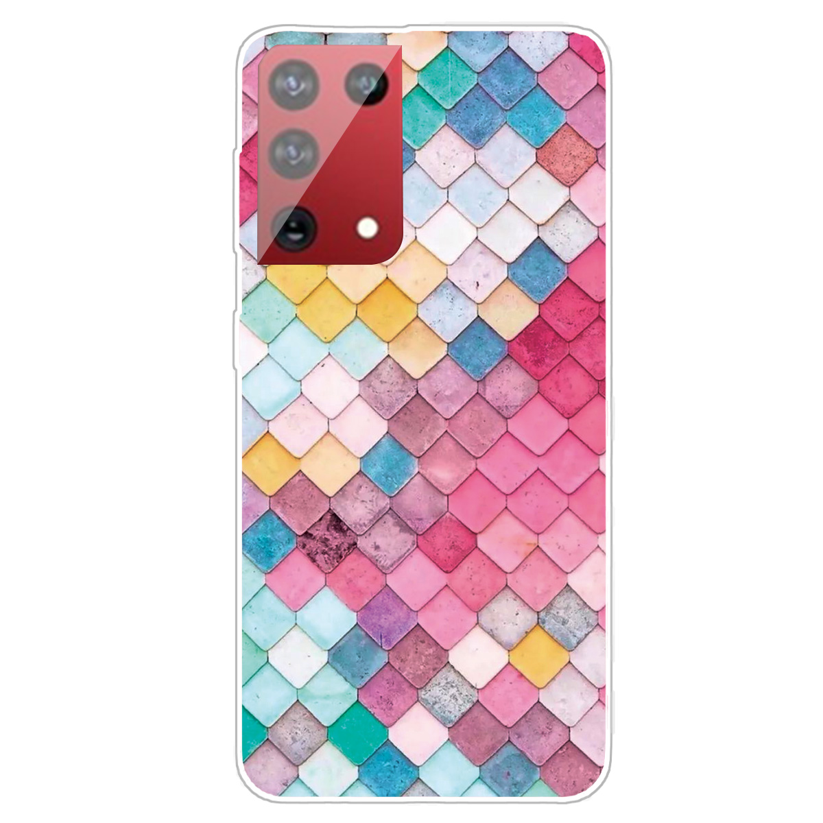 

Высокий Прозрачный Рисунок Печати TPU Case Для Samsung Galaxy S21 Ultra 5G - Красочные Квадраты, Galaxy S21 Ultra 5G