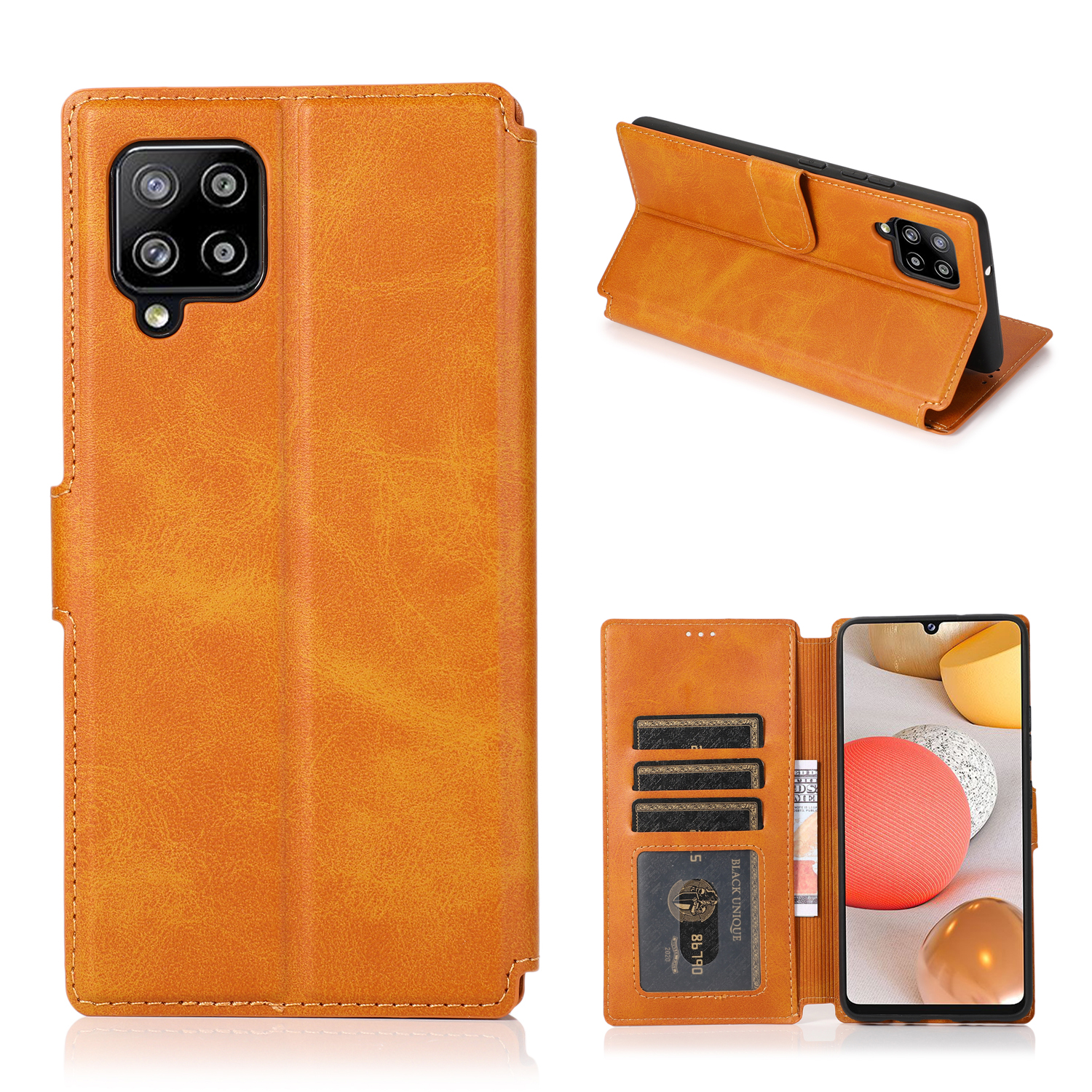 

Soft TPU Inner Shell + PU Leather Cover Phone Case for Samsung Galaxy A42 5G - Light Brown, Galaxy A42 5G