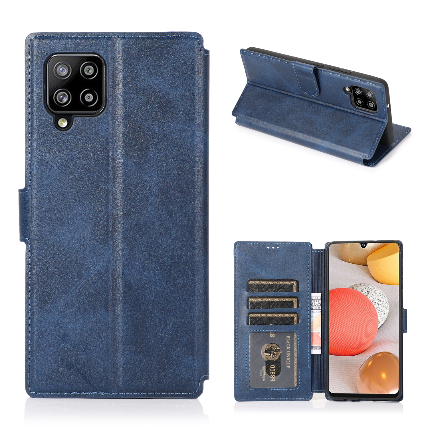 

Soft TPU Внутренняя Оболочка + ПУ Кожаный Чехол Для Телефона Для Samsung Galaxy A42 5G - Синий, Galaxy A42 5G