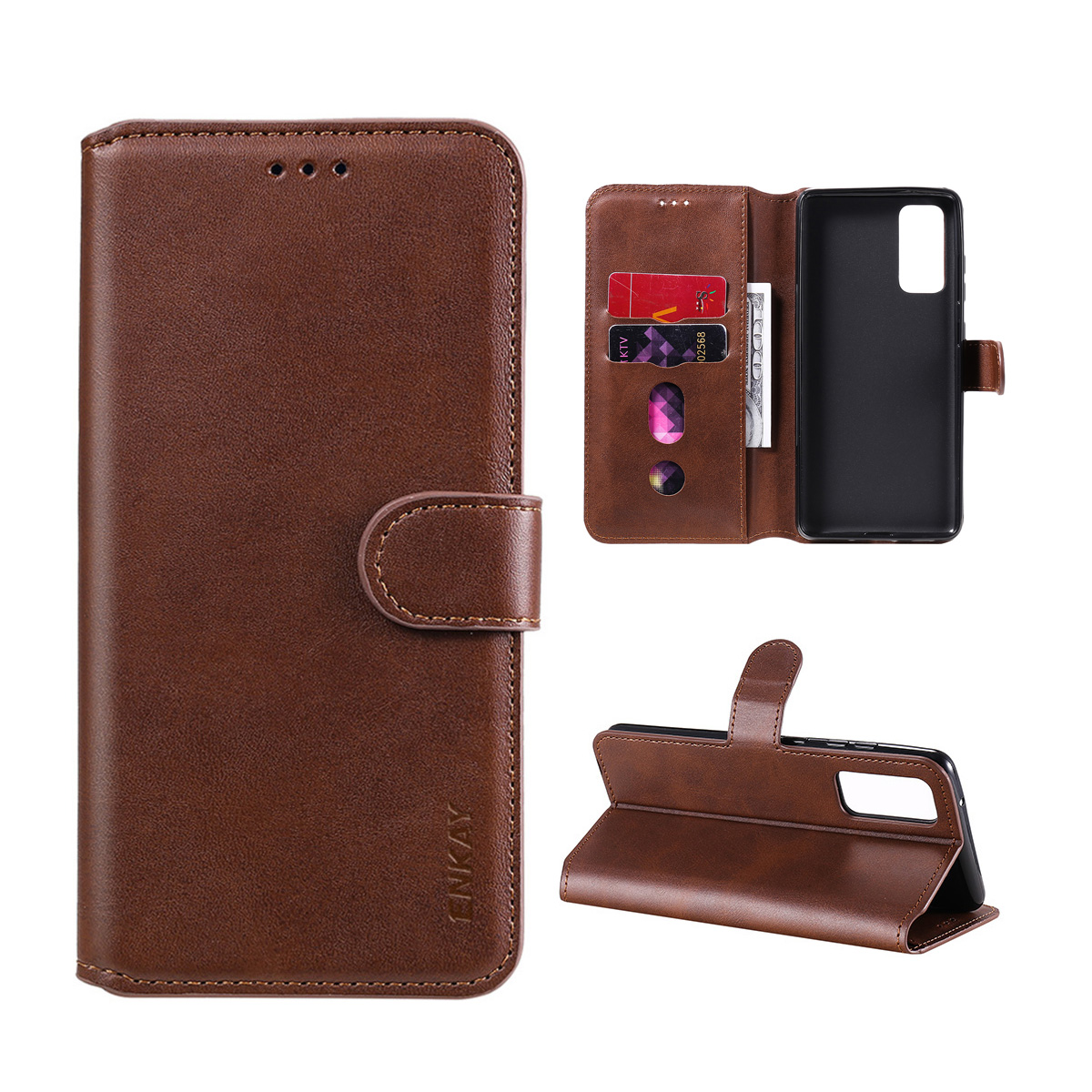 

Hat-prince Enk-puc030 Для Samsung Galaxy S20 fe 4G/5G/S20 Lite/S20 fe 2022 PU Leather + TPU Кошелек Стенд Телефон Тлефон - Коричневый, Galaxy S20 FE 5G