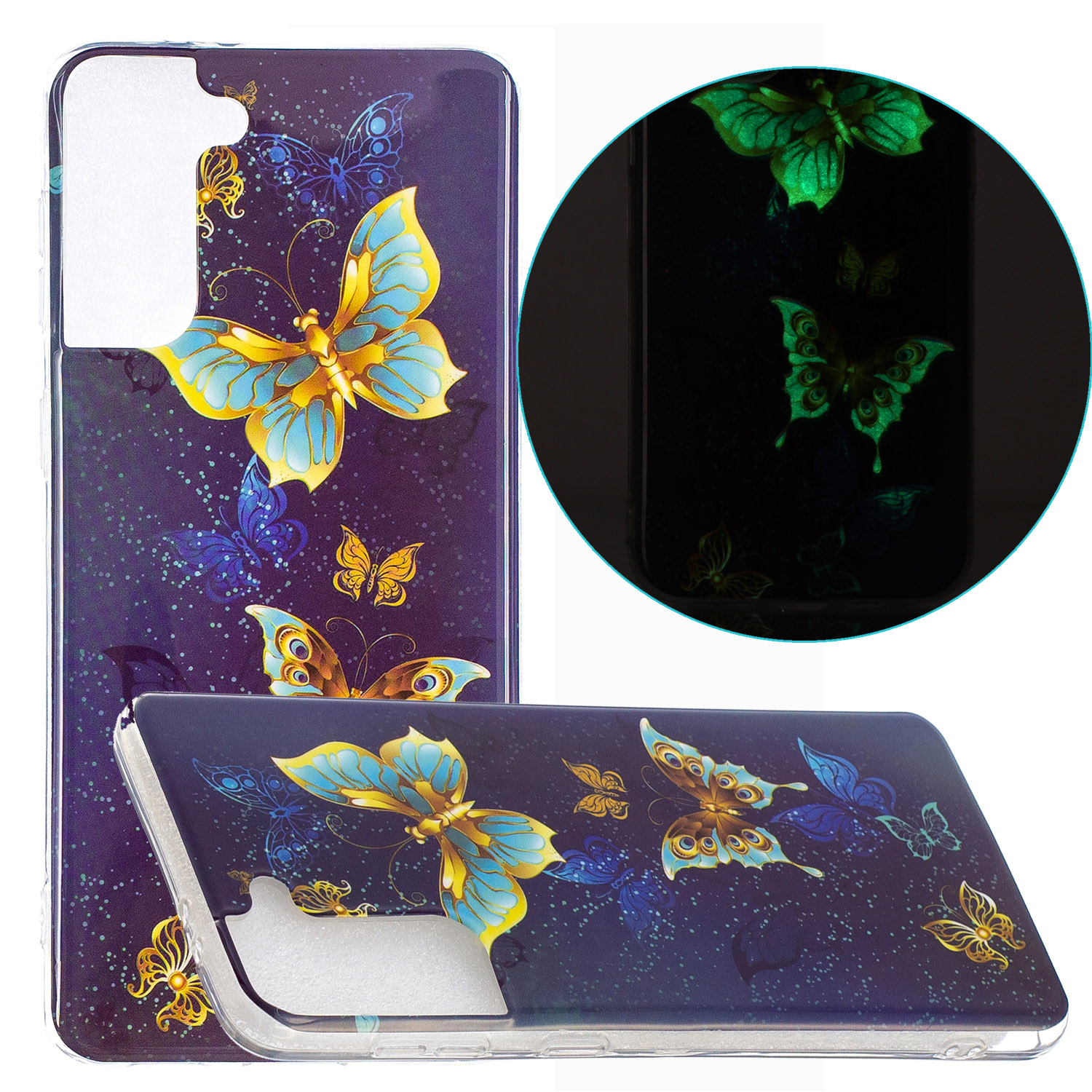 

Уникальный NoctiLucent IMD TPU Case Для Samsung Galaxy S21 + 5G Защитная Чехол Для Защиты - Золотая Бабочка, Samsung Galaxy S21+