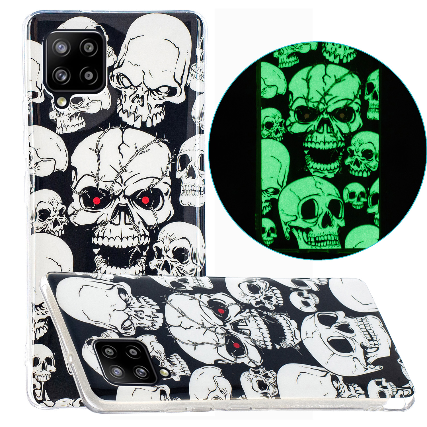 

Unique Noctilucent IMD Soft TPU Protector for Samsung Galaxy A42 5G Phone Cover - Cool Skulls, Galaxy A42 5G